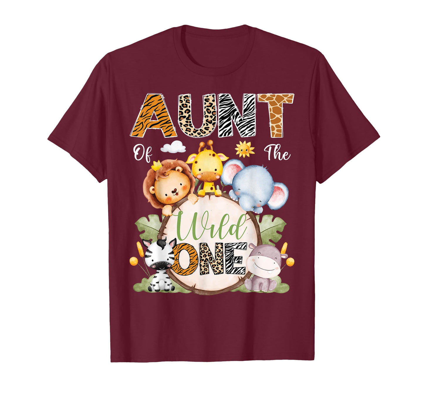 Aunt Of The Wild One 1St Birthday Boy Safari Jungle T-Shirt