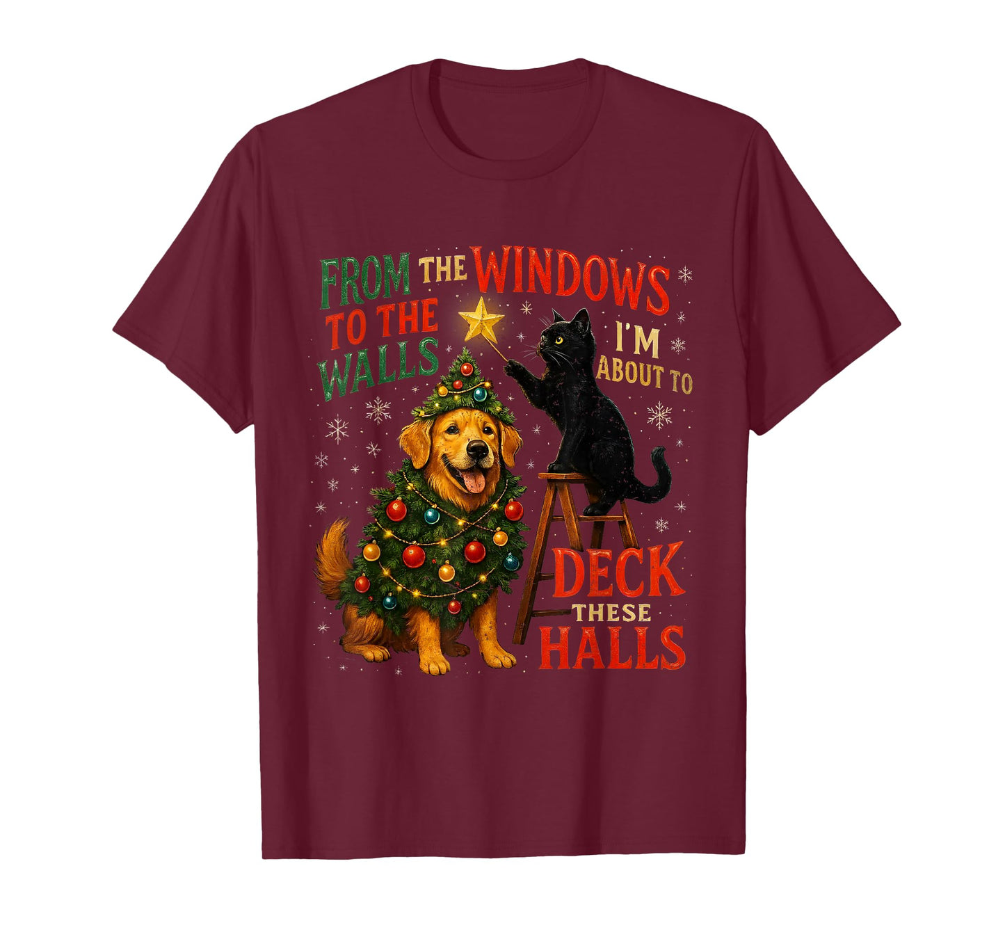from The Windows to Walls Deck These Halls Pet Xmas T-Shirt