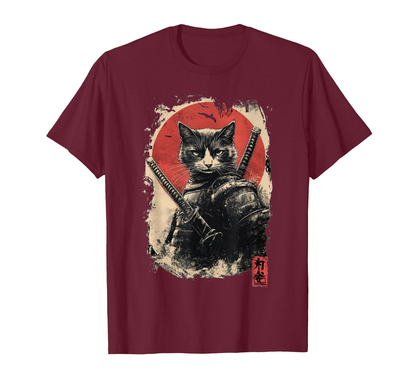 Vintage Japanese Art anime graphic samurai cat warrior T-Shirt for Men Women Girls Kids