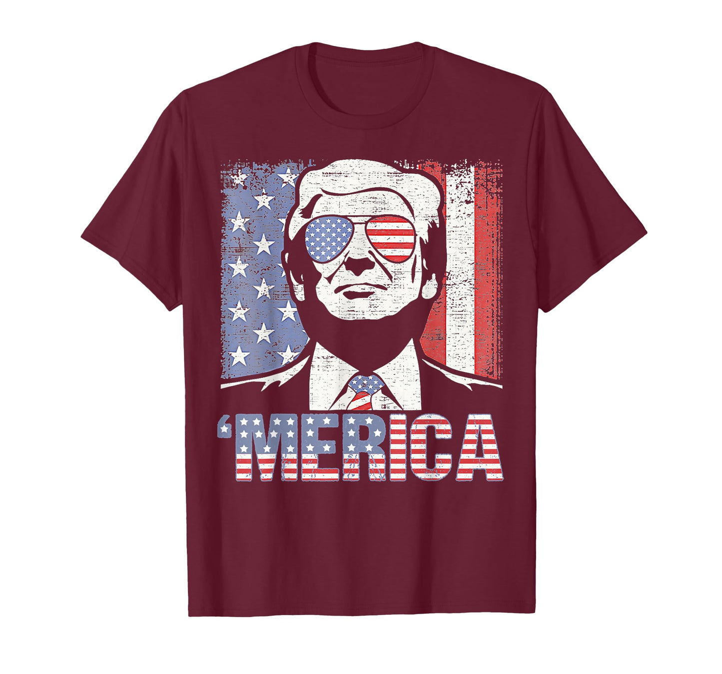 MERICA Shirt Happy 4th Of July 'Merica Trump American Flag T-Shirt