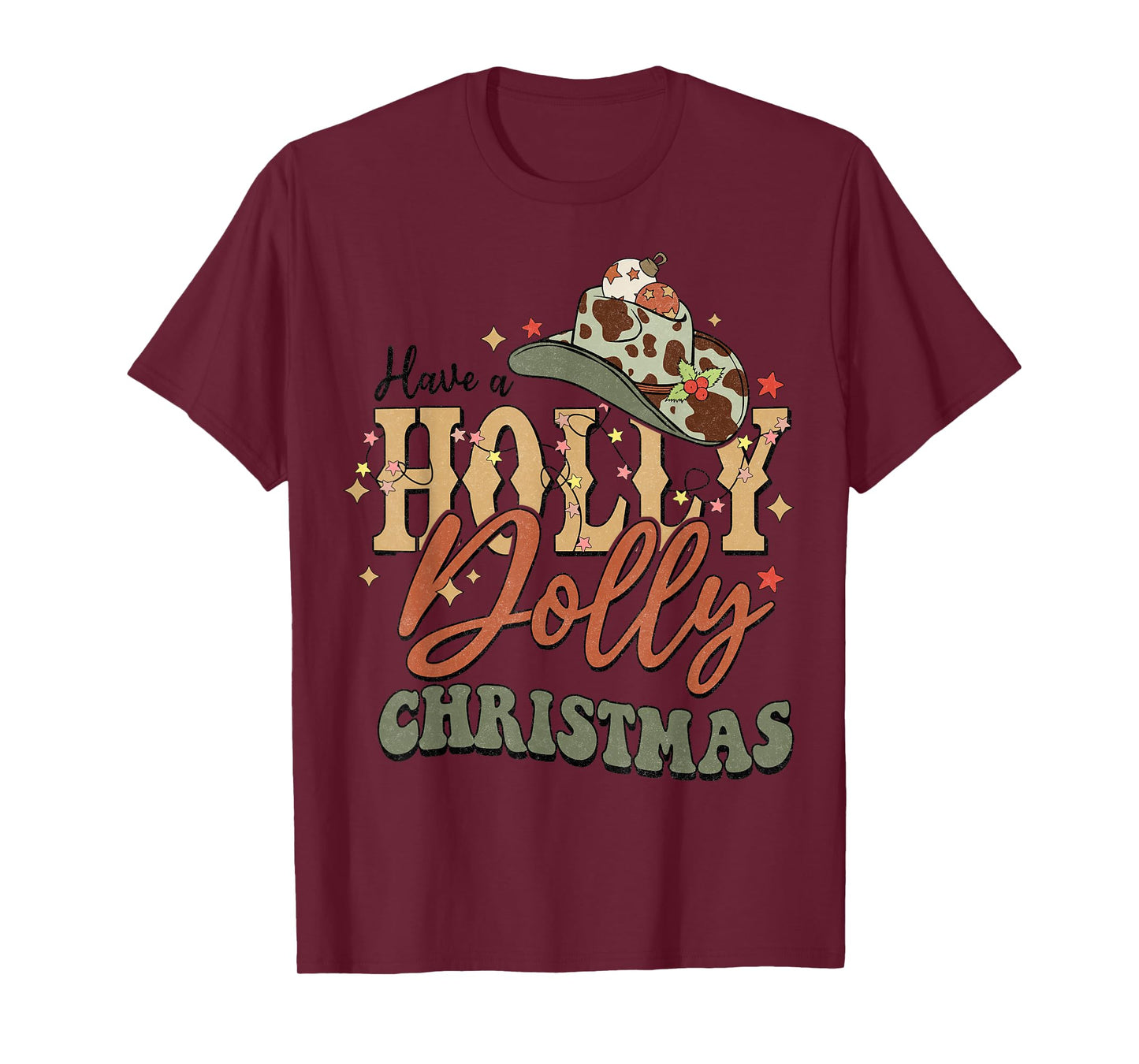 Vintage Western Christmas Howdy Xmas Cowboy Hat Retro Jolly T-Shirt