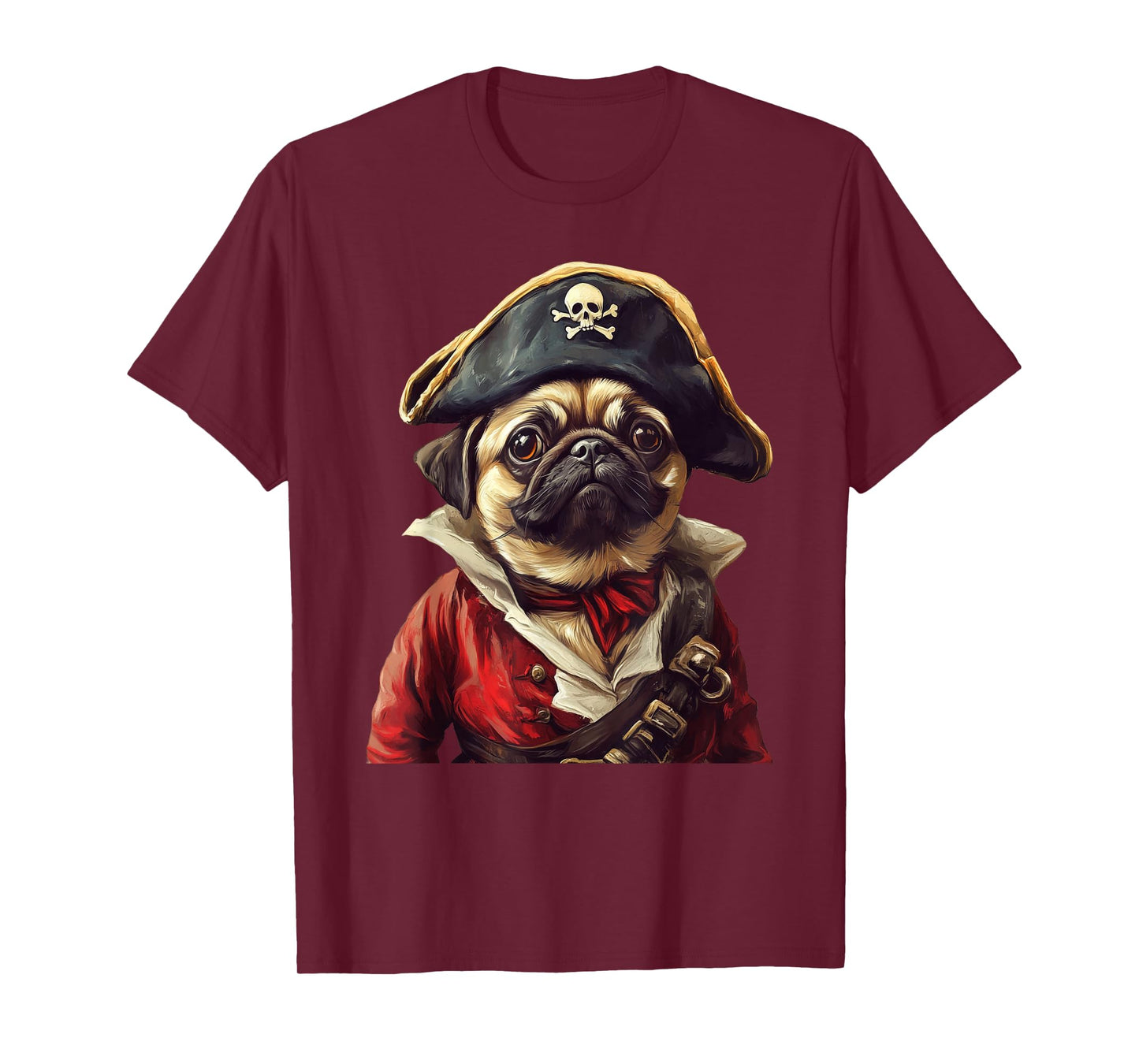 Pug Dressed As A Pirate Funny Dog Pug Halloween T-Shirt