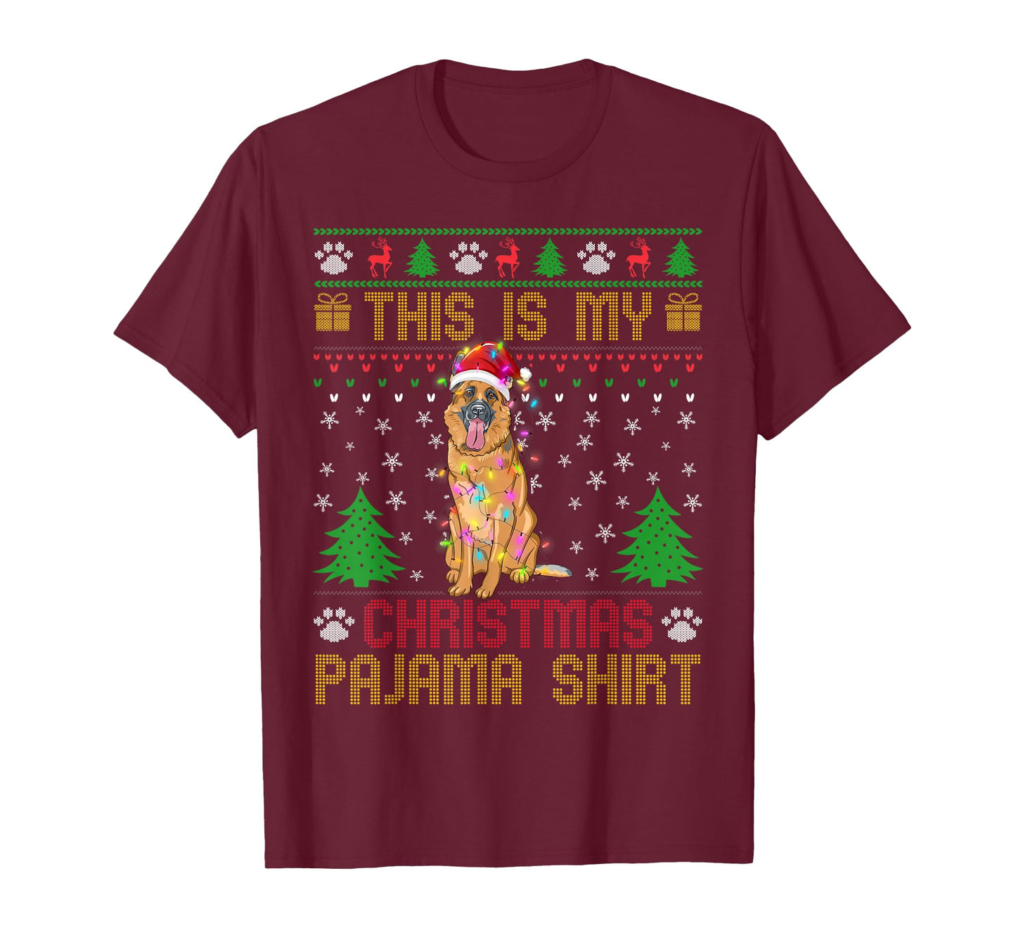 This is My Christmas Pajama Shirt Funny Geman Shepherd Santa T-Shirt