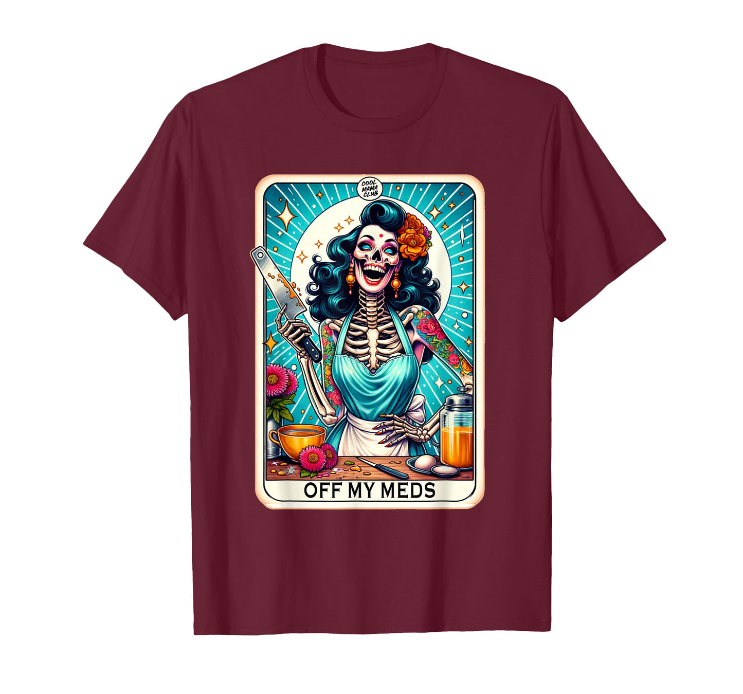 Cool Mama Club Tarot Card Skeleton Halloween T-Shirt