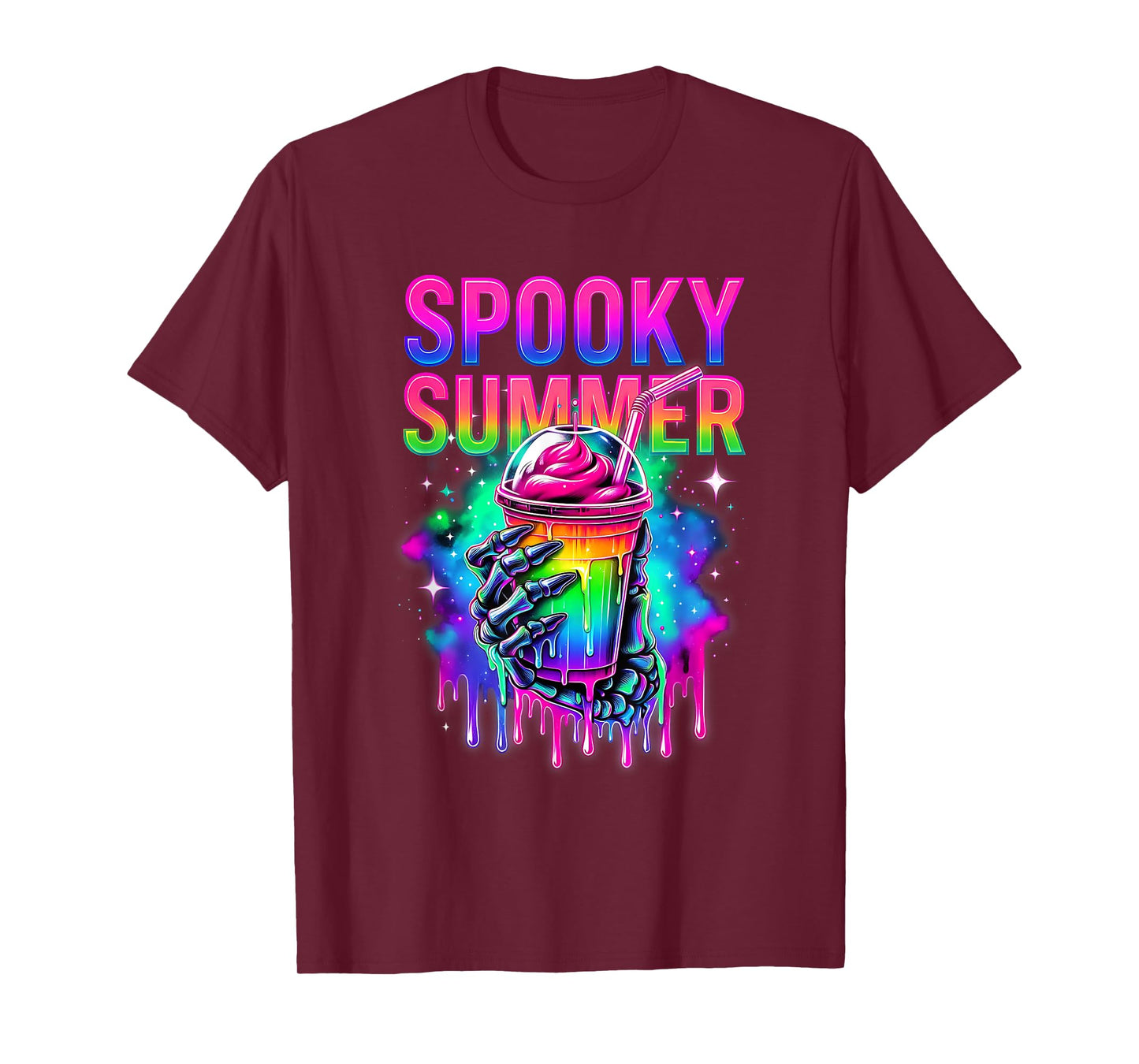 Skeleton Party Summerween Vibes SPOOKY SUMMER Drinks Funny T-Shirt