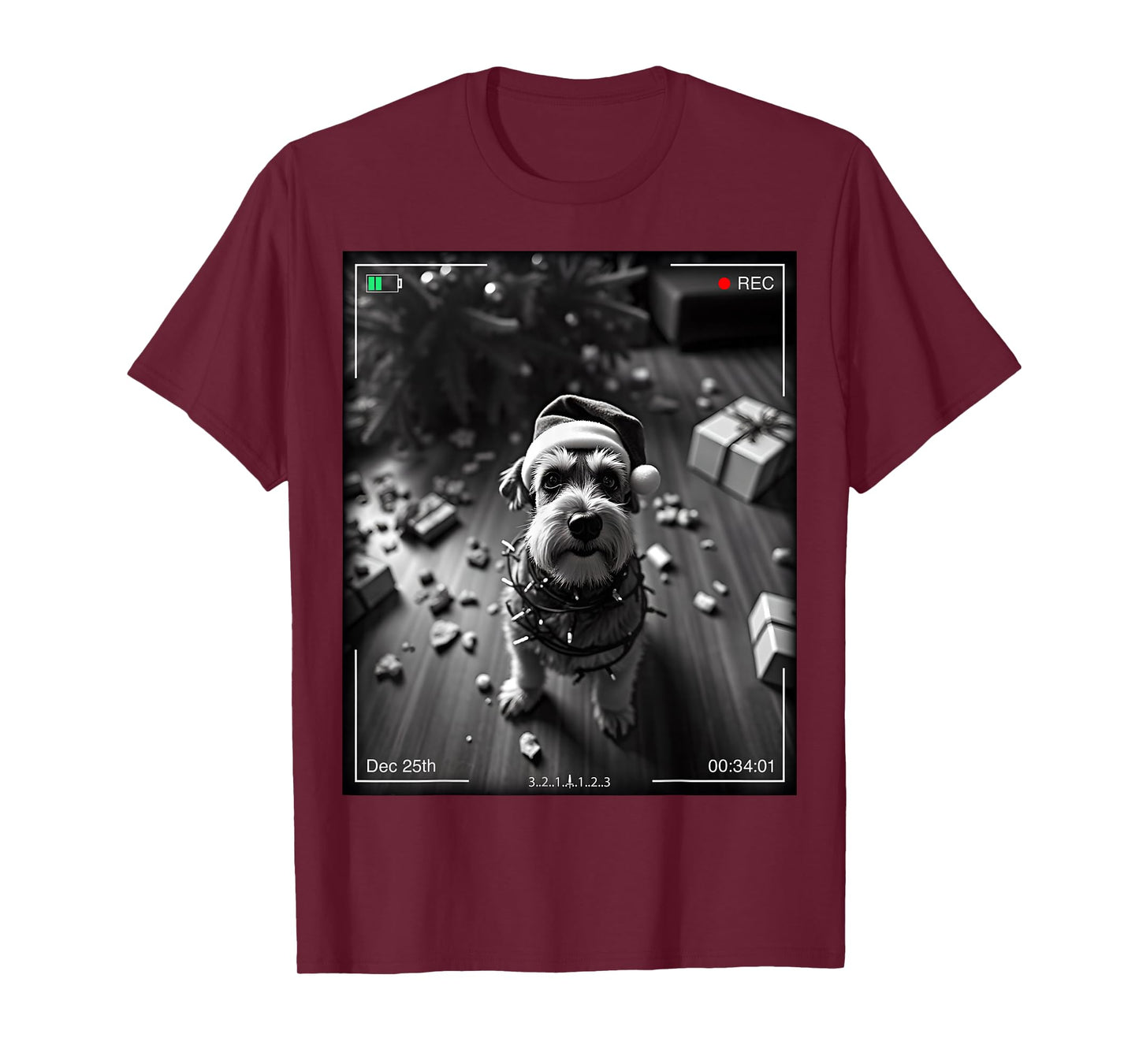 Christmas Schnauzer Caught On Camera T-Shirt