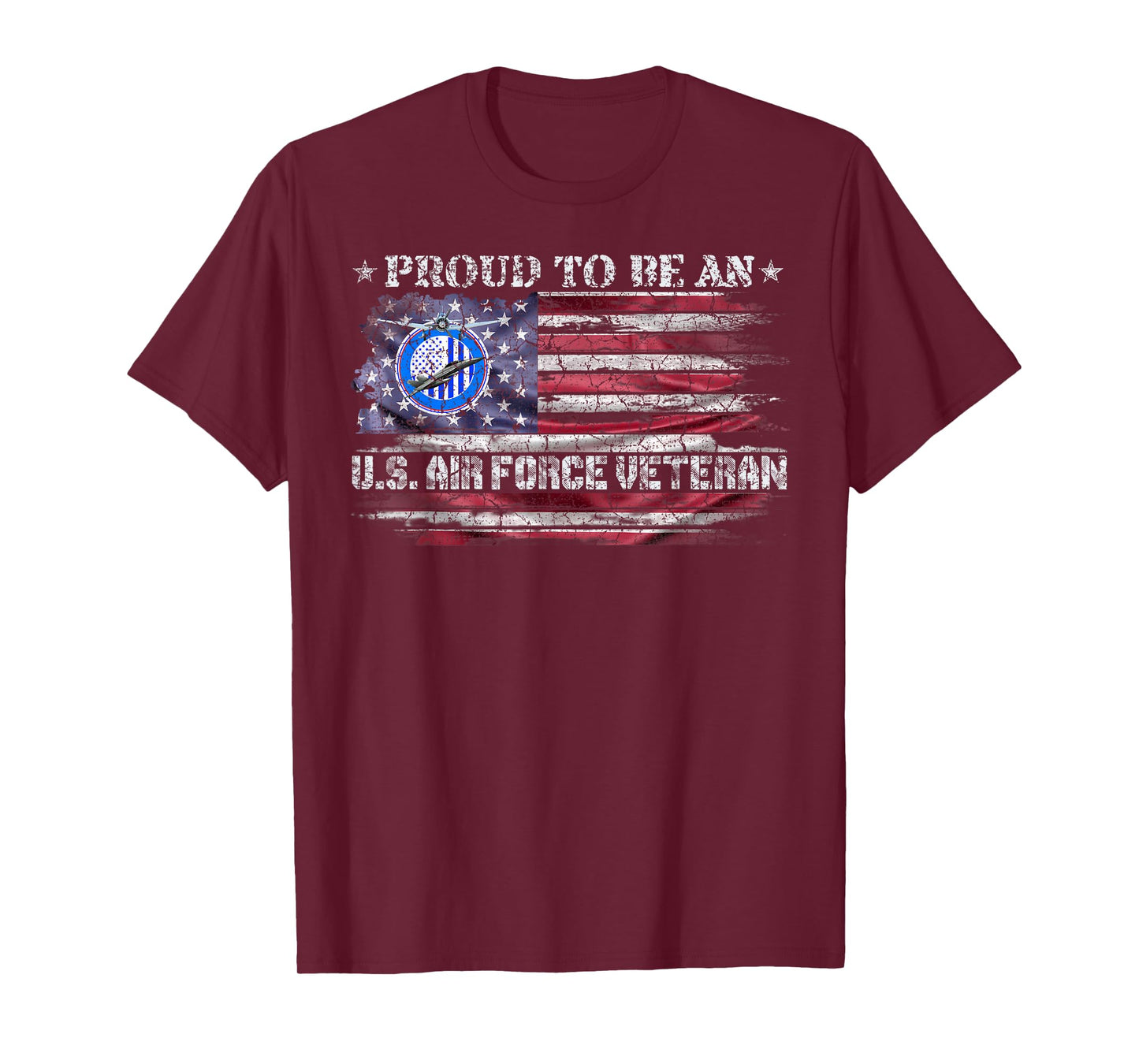 Vintage USA American Flag Proud To Be An Air Force Veteran T-Shirt