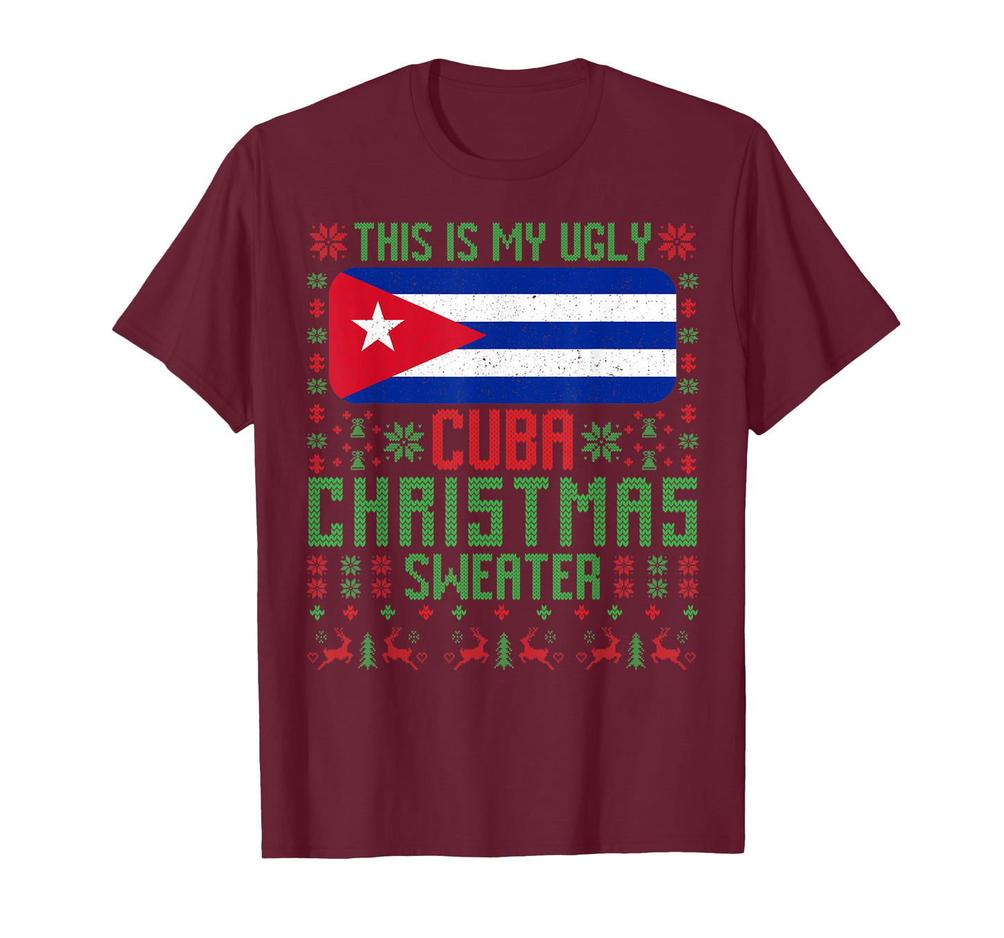 Cuba Ugly Christmas Sweater Cuba Flag for Cuban T-Shirt