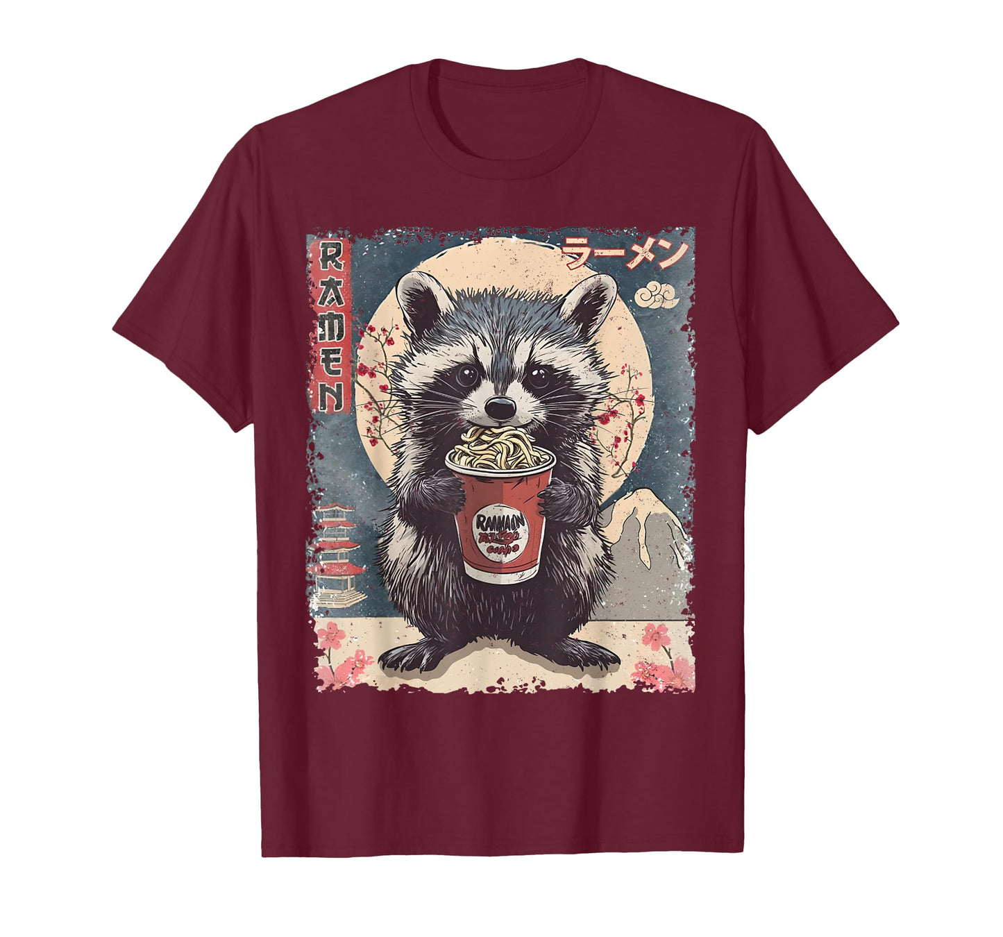 Kawaii Raccoon Ramen Japanese Funny Graphic Tee Racoon Lover T-Shirt