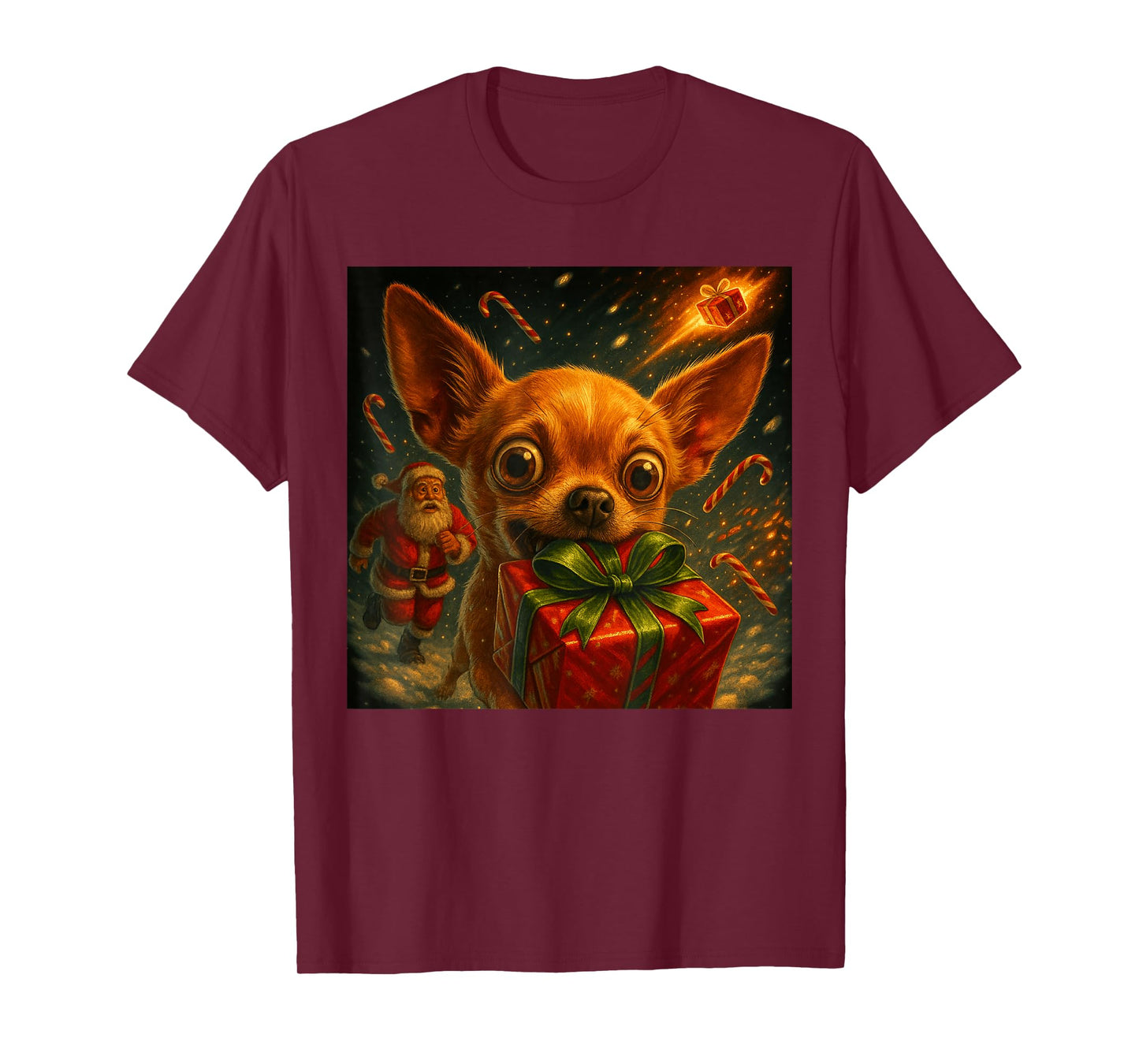 Funny Chihuahua Christmas Shirt - Selfie Chi and Santa Xmas T-Shirt