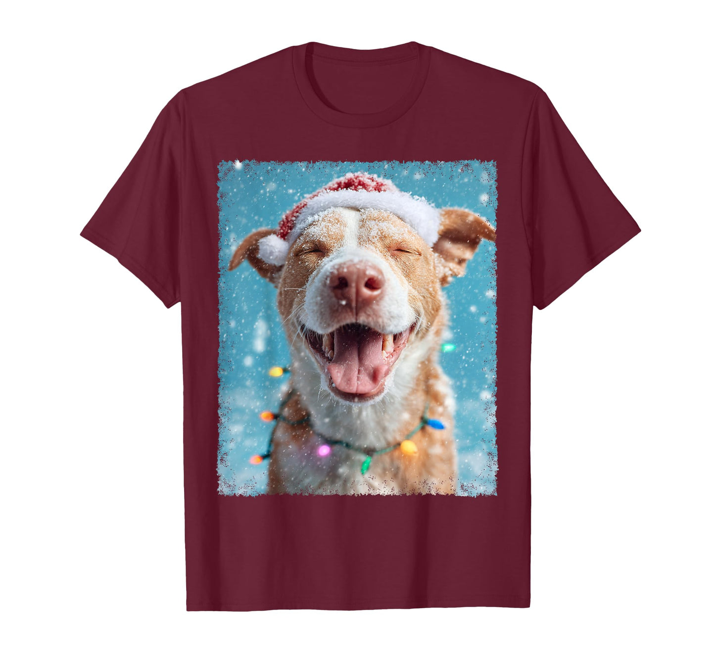 Xmas Pitbull Dog Christmas Light T-Shirt