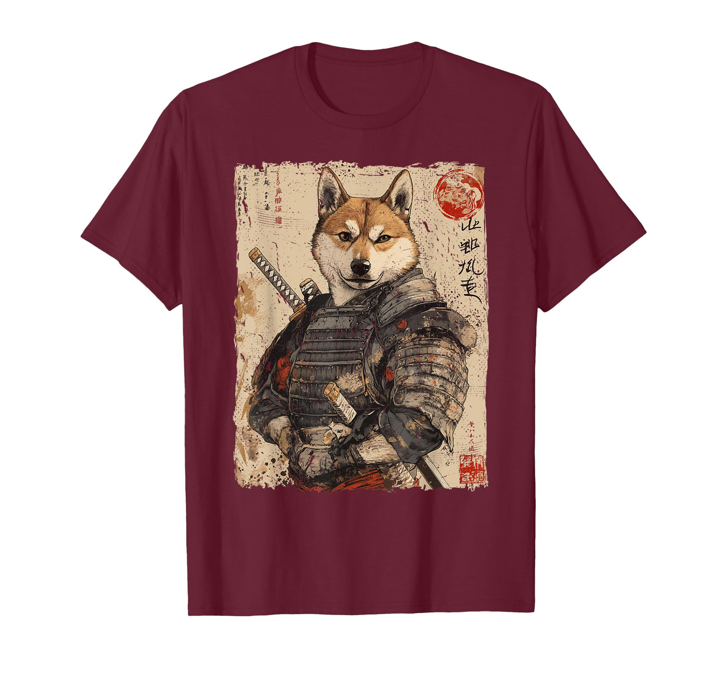 Samurai Dog Warrior Japanese Ukiyo-e Artwork Dog Samurai T-Shirt