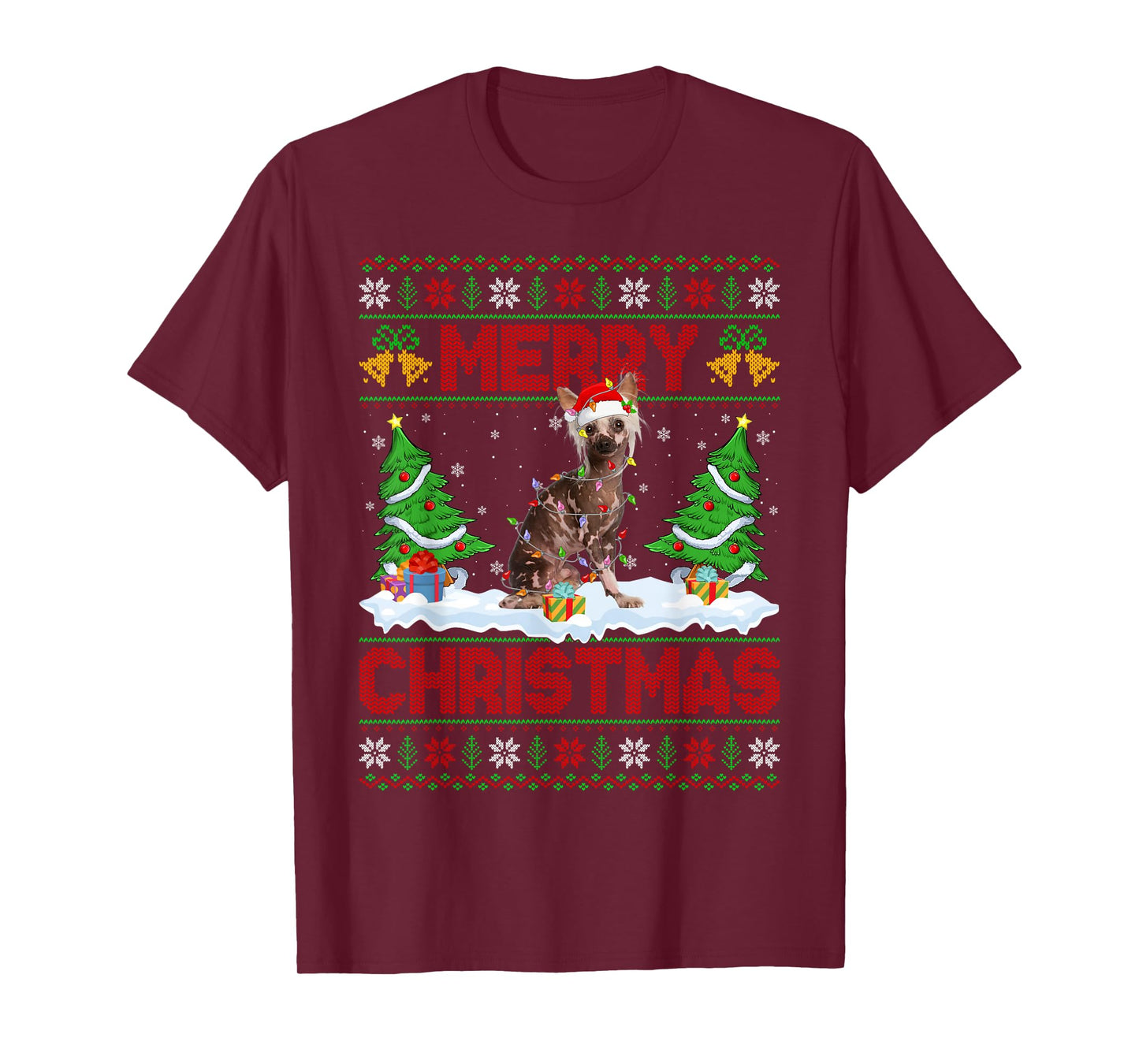 Chinese Crested Ugly Xmas Sweater Funny Pet Dog Christmas T-Shirt
