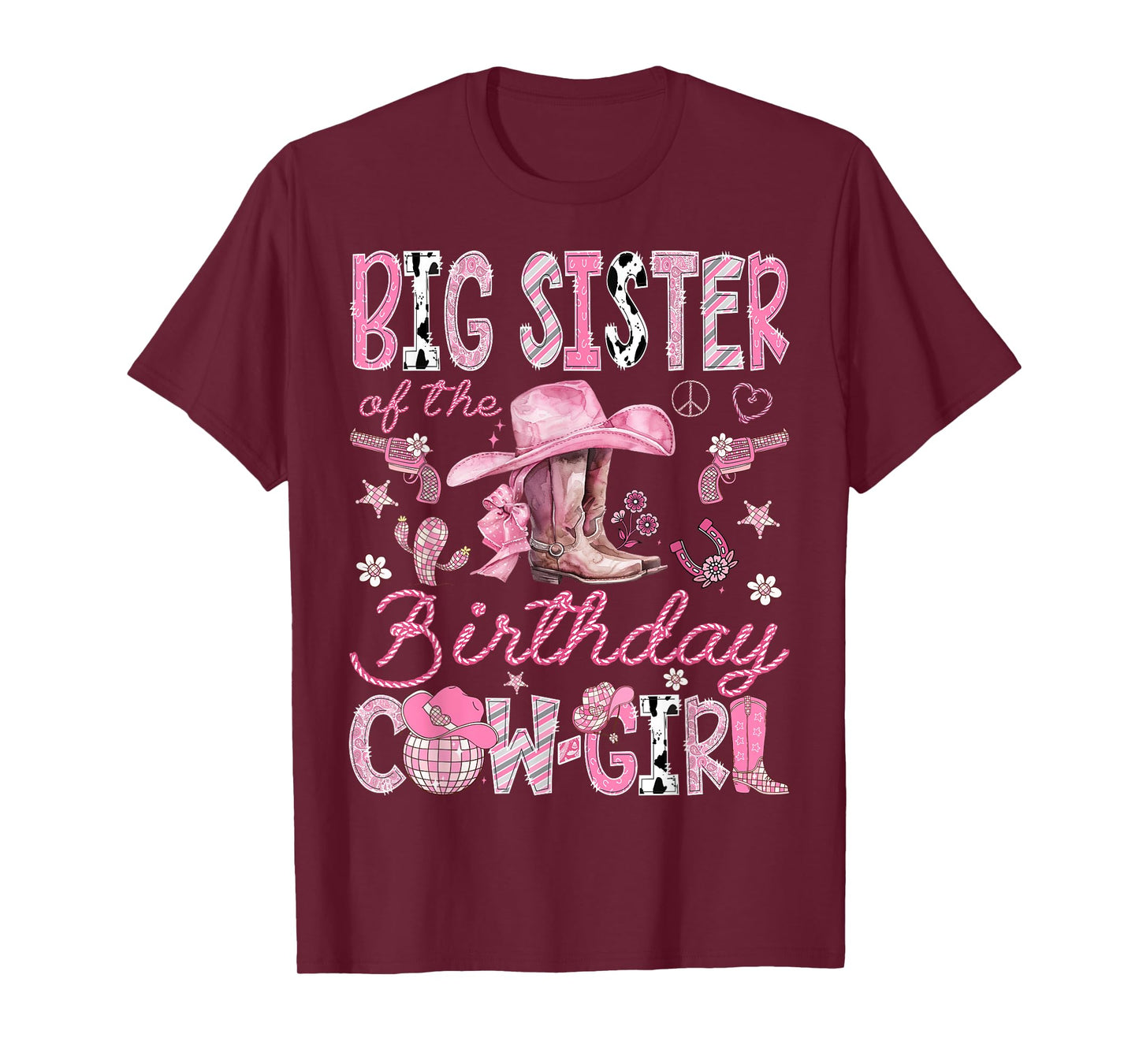 Big Sister Of The Birthday CowGirl Coquette Rodeo Big Sister T-Shirt