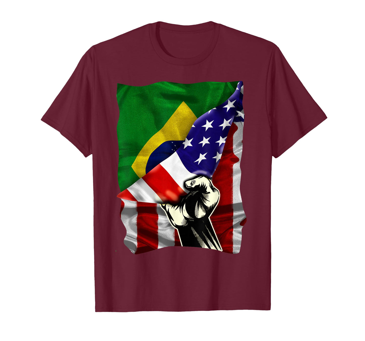 Half American Flag Brazilian ROOTS USA Flag Brazil DNA T-Shirt