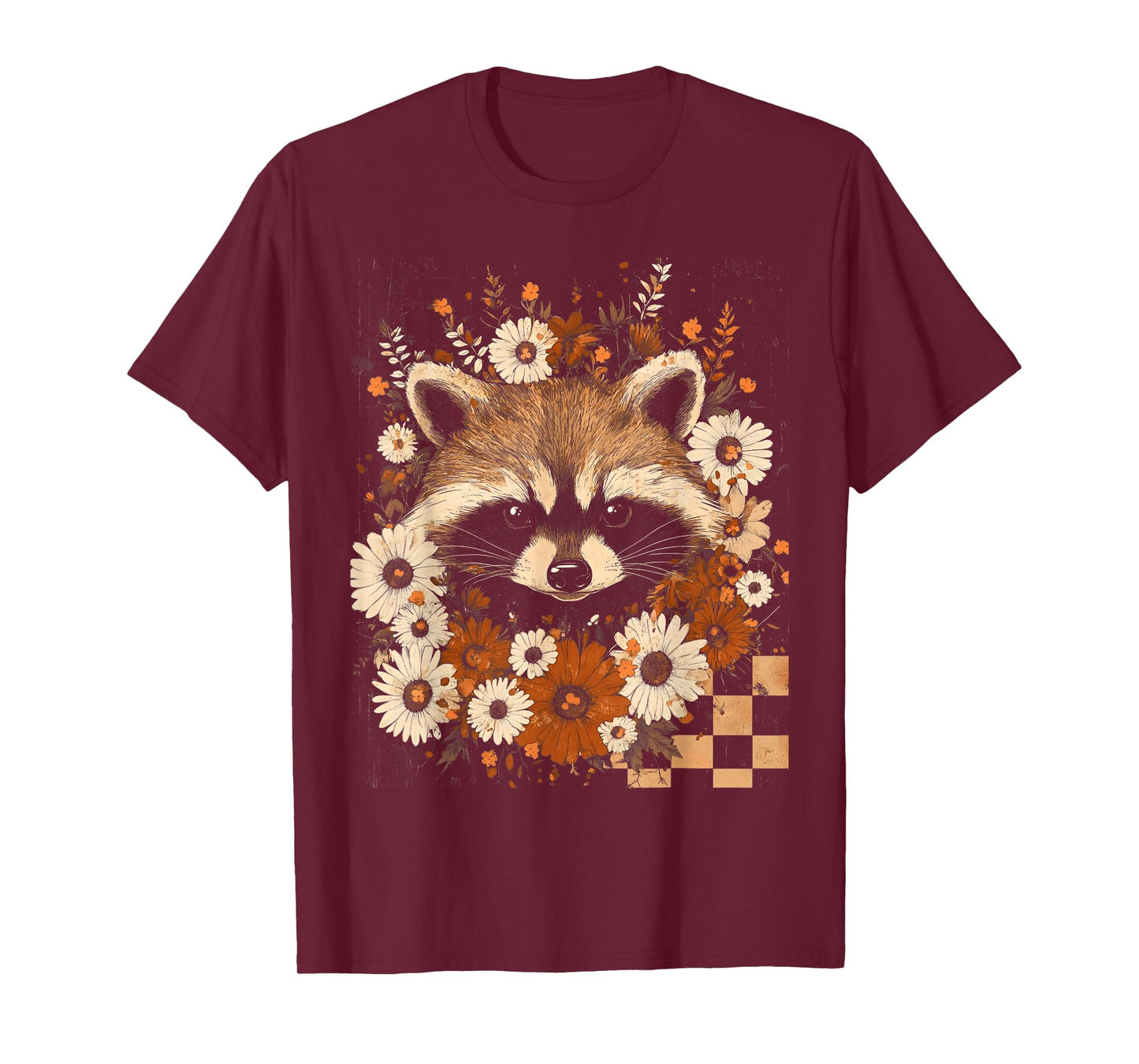 Cute Woodland Raccoon with Daisies Rustic Nature T-Shirt