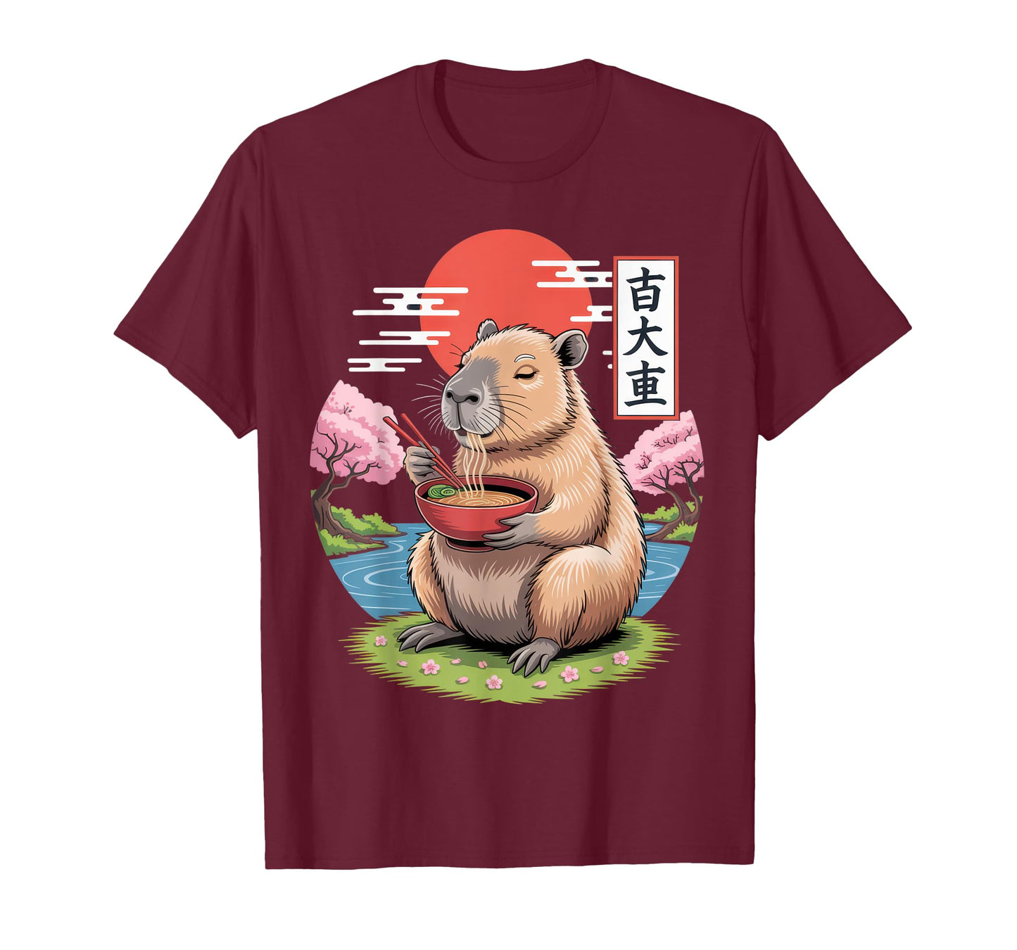 Capybara Ramen Lover Japanese Sakura Chill Vibes T-Shirt