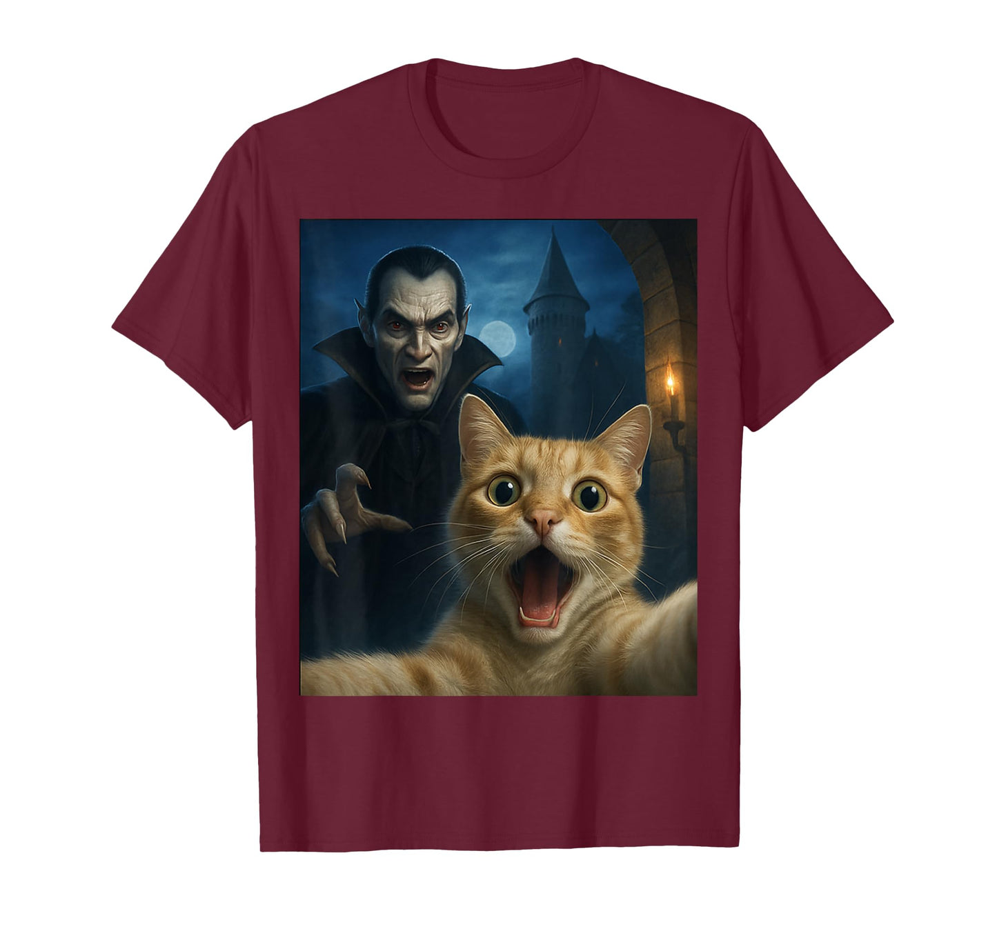 Cat Selfie with a Vampire Funny Cat T-Shirt