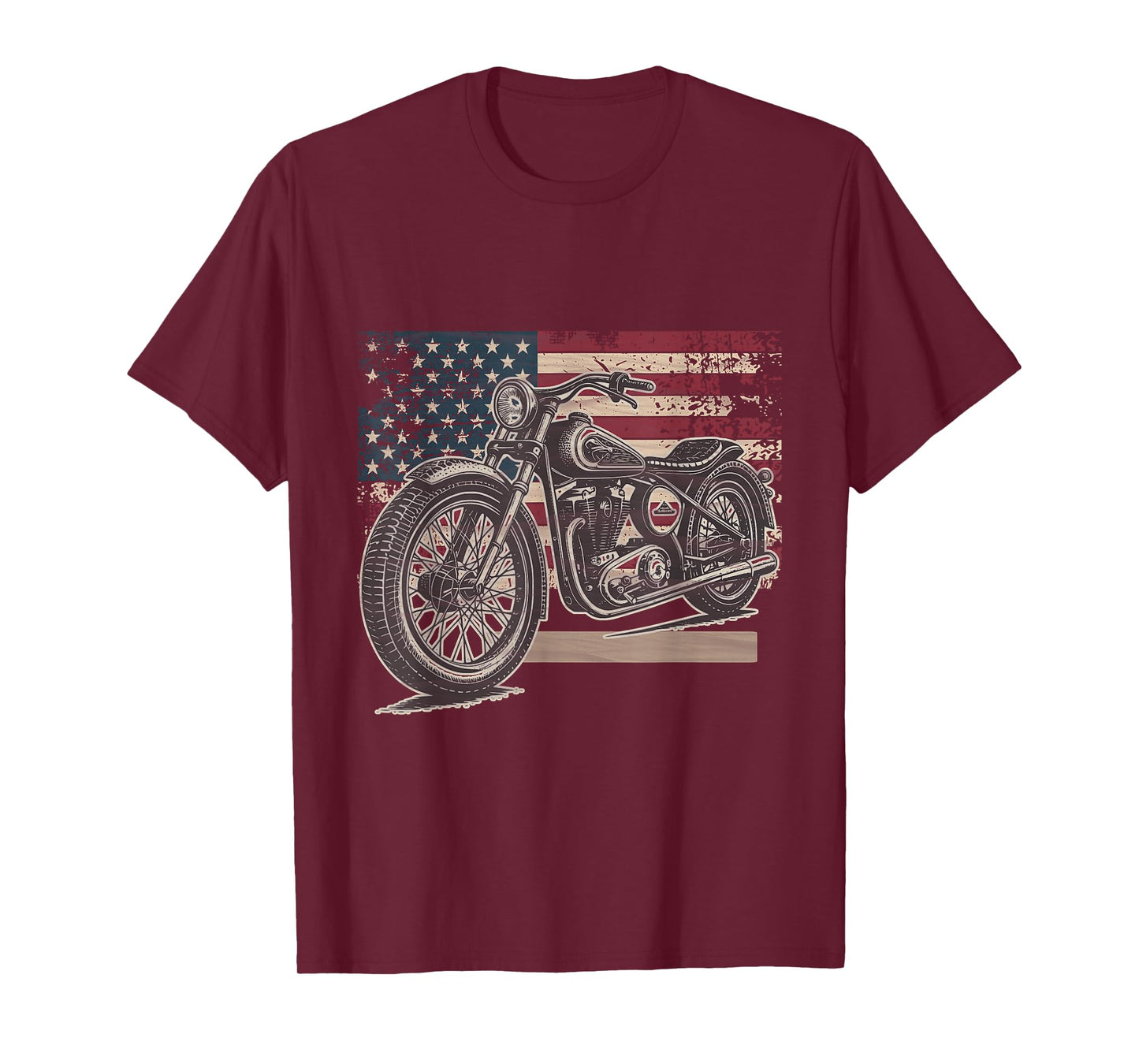 Vintage Distressed American Flag Motorcycle Rider Men Women T-Shirt