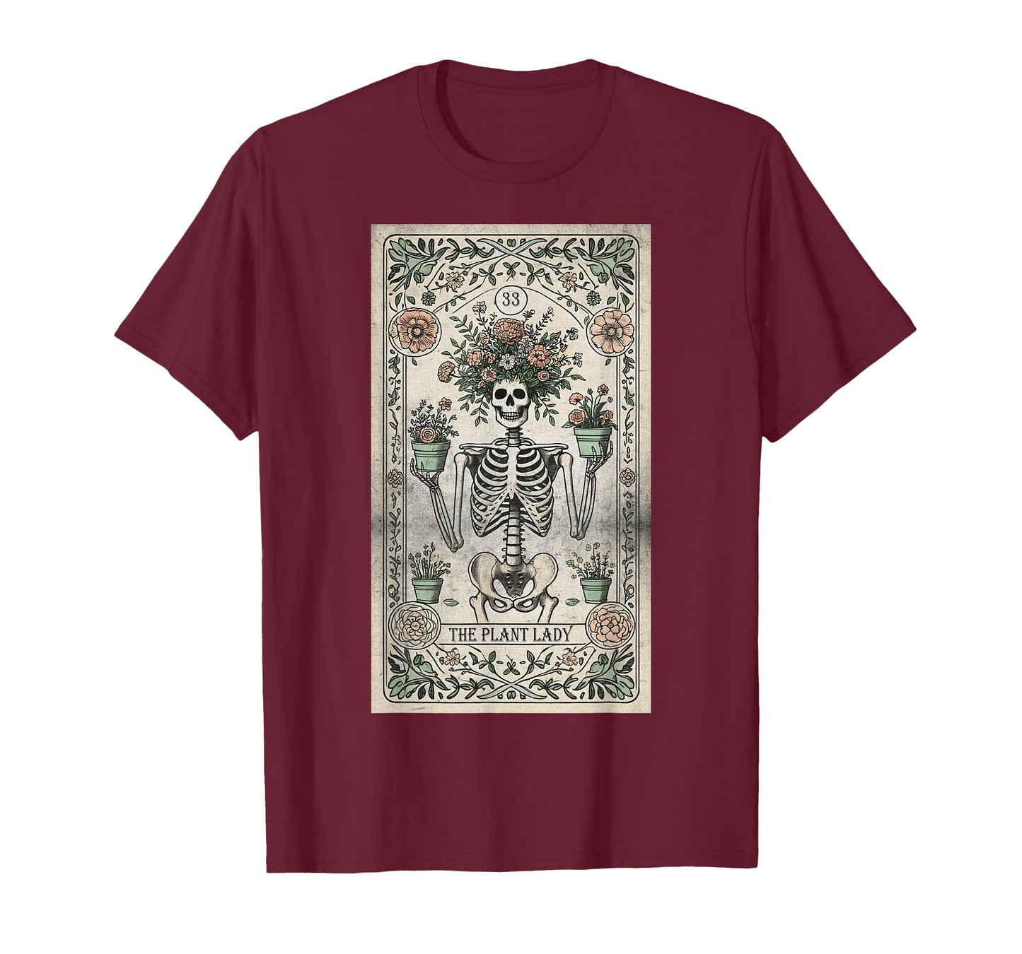 The Plant Lover Tarot Card Skeleton Flower Gardening Women T-Shirt