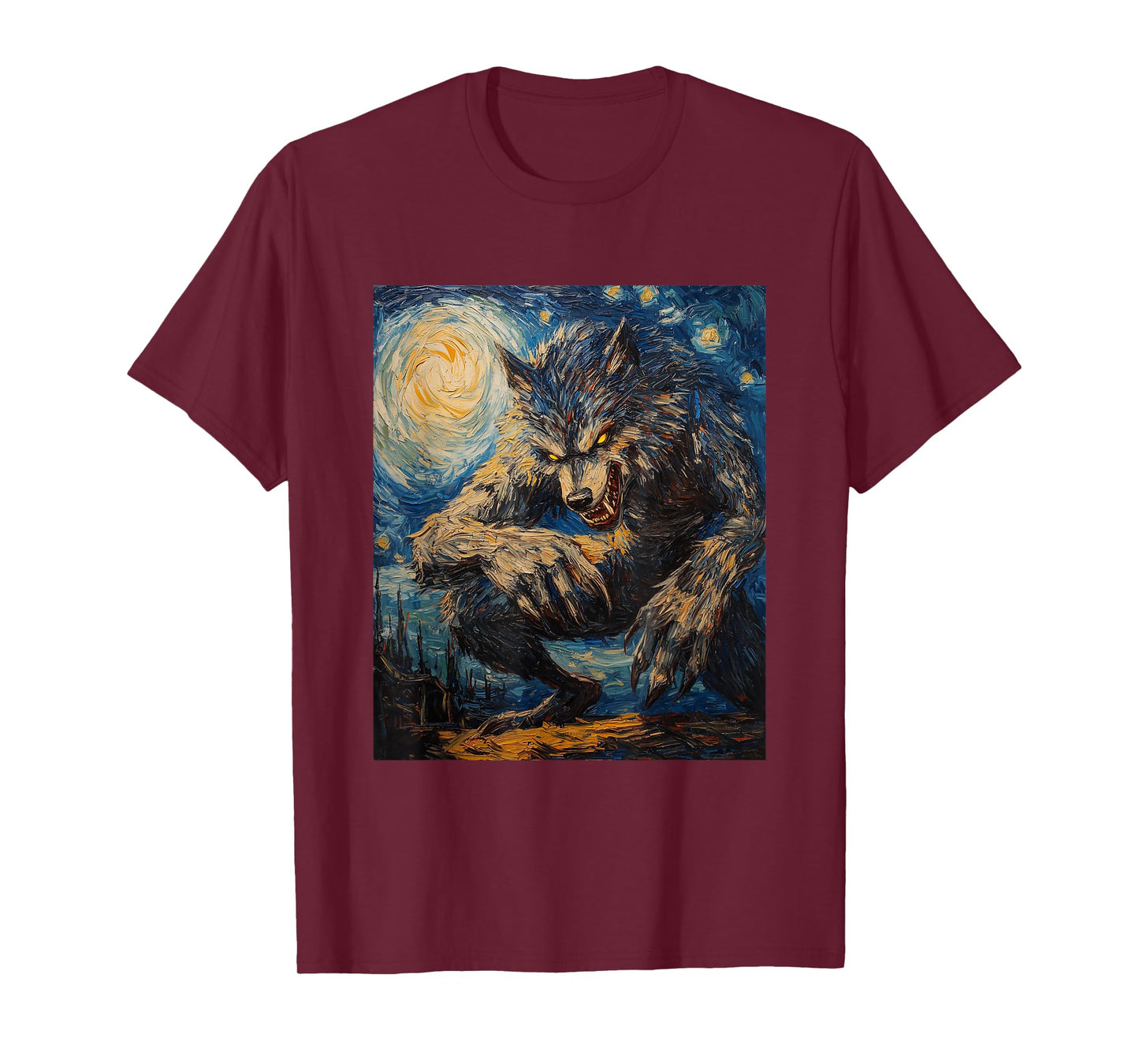 Werewolf Wolf Wolves - Van Gogh Style – Starry Night Graphic T-Shirt