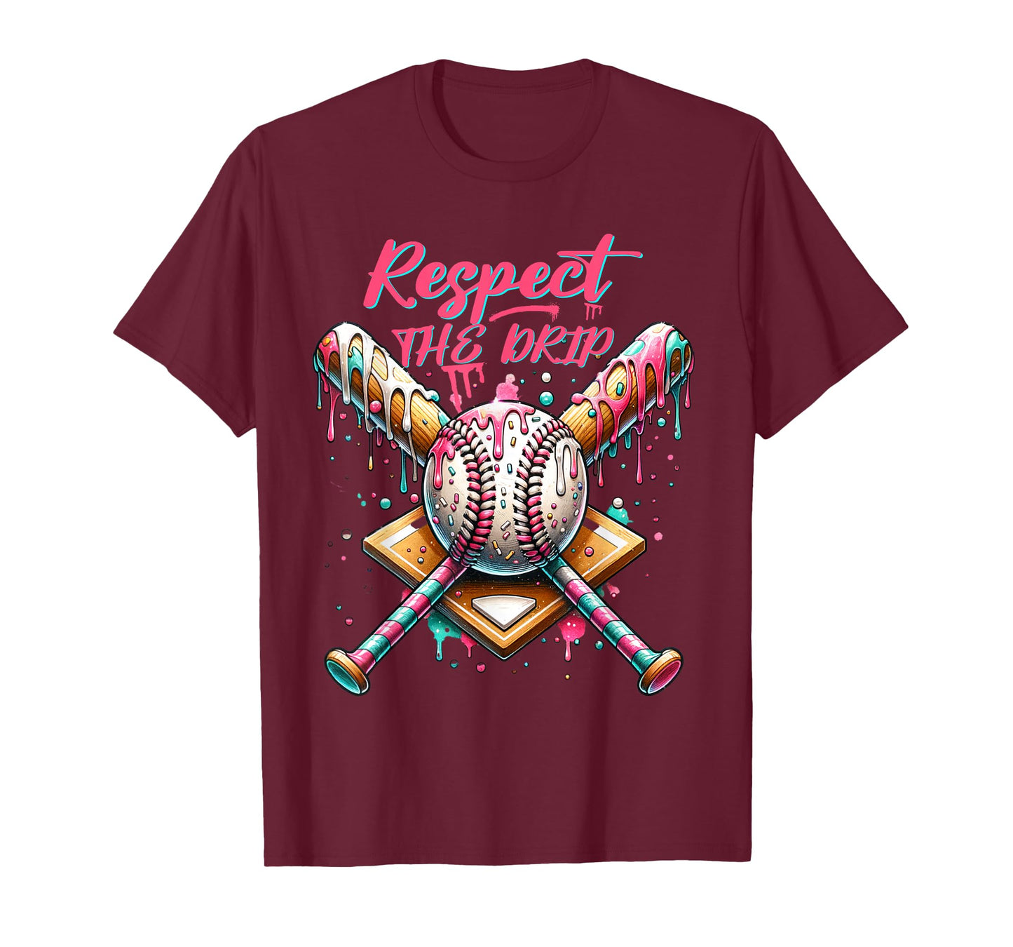 Respect The Drip Baseball Home Plate Ice Cream Dripping T-Shirt