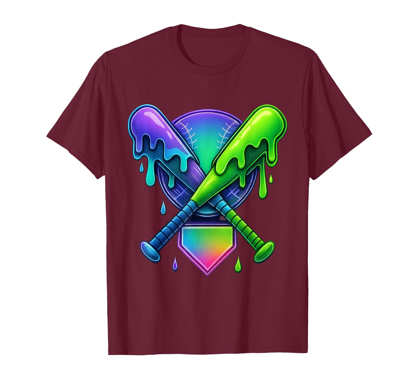 Baseball Drip for Boys Home Plate Ice Cream Drip Youth Sport T-Shirt