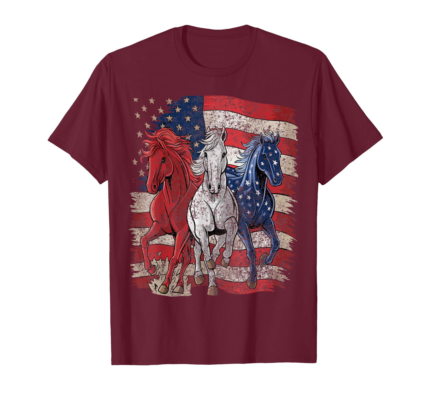 Horse Patriotic USA Flag 4th Of July T-Shirt