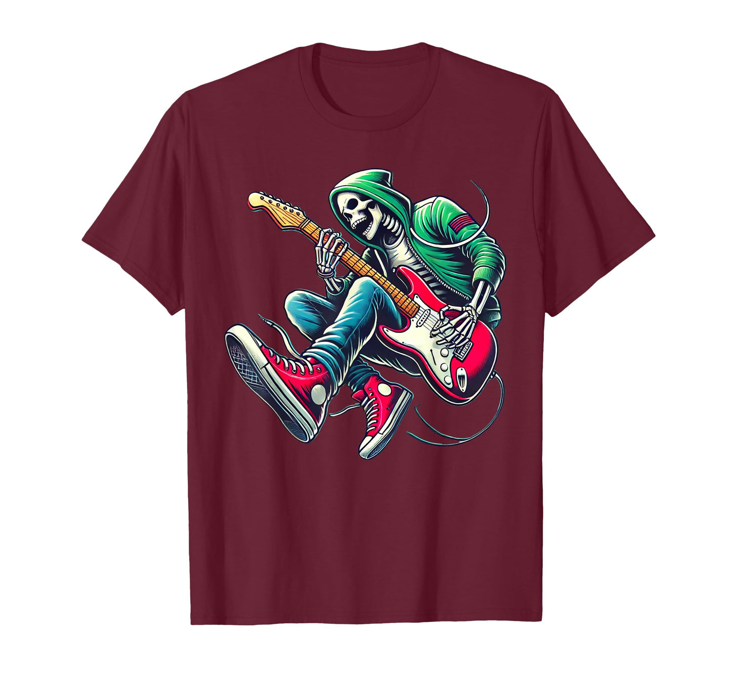 Skeleton Playing Guitar - Rock And Roll Graphic Band T-Shirt