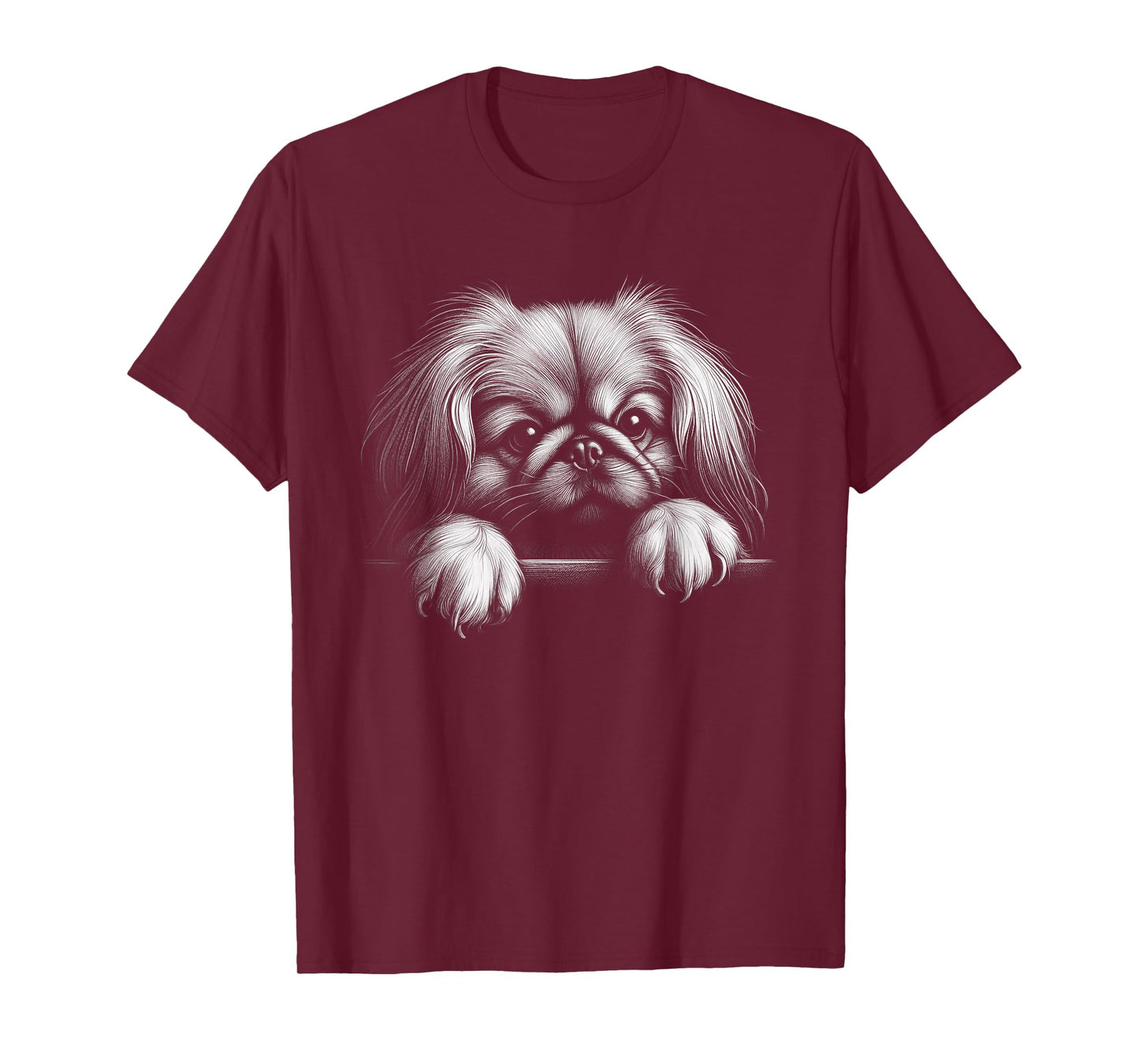 Cute Pekingese Peeking Art Design For Dog Owner T-Shirt