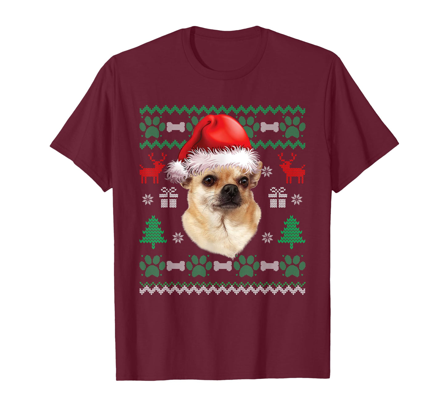 Chihuahua Santa Hat Christmas Ugly Sweater Pajama T-Shirt