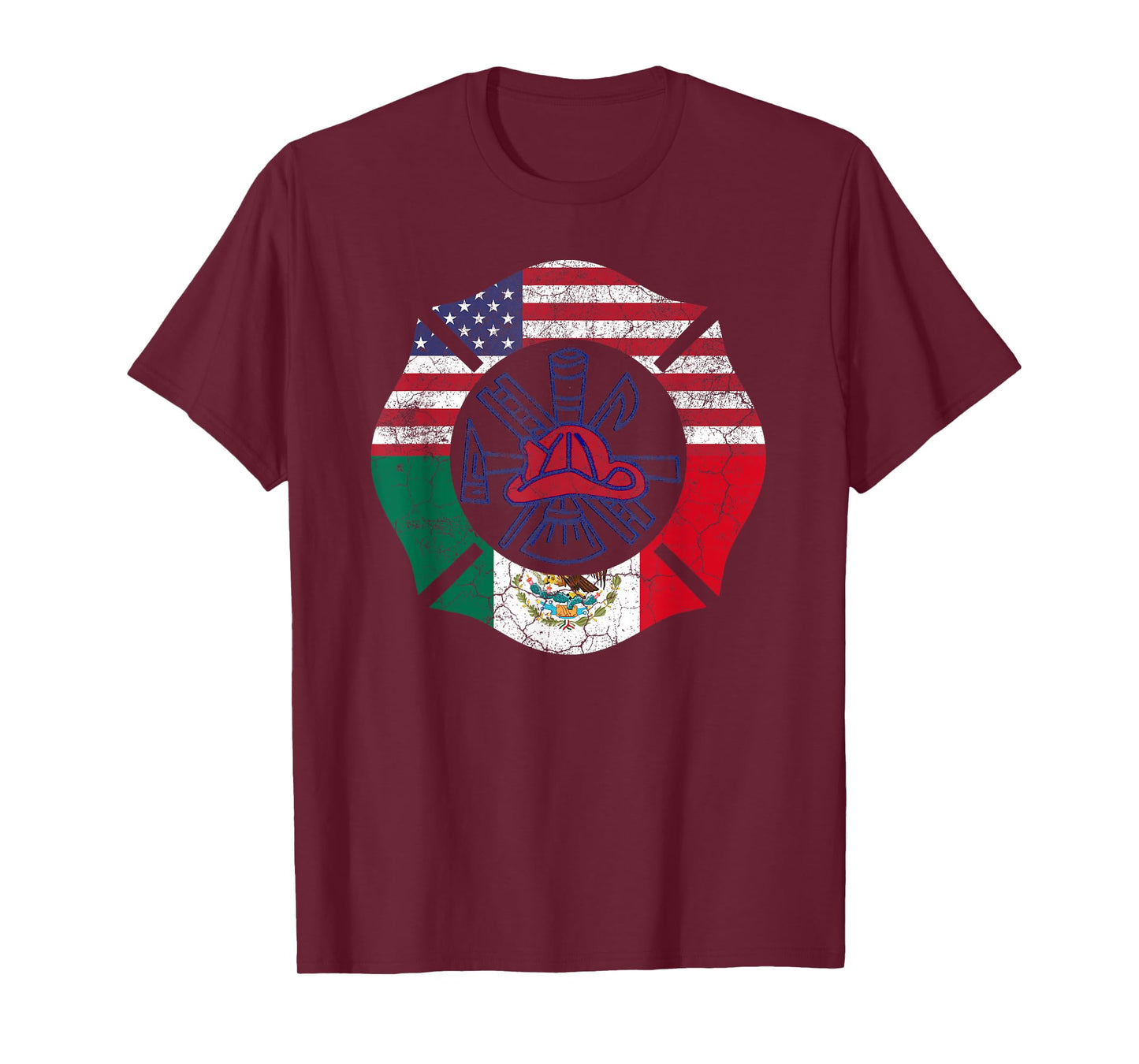 Firefighter Mexican American Flag Cinco De Mayo T Shirt Gift T-Shirt