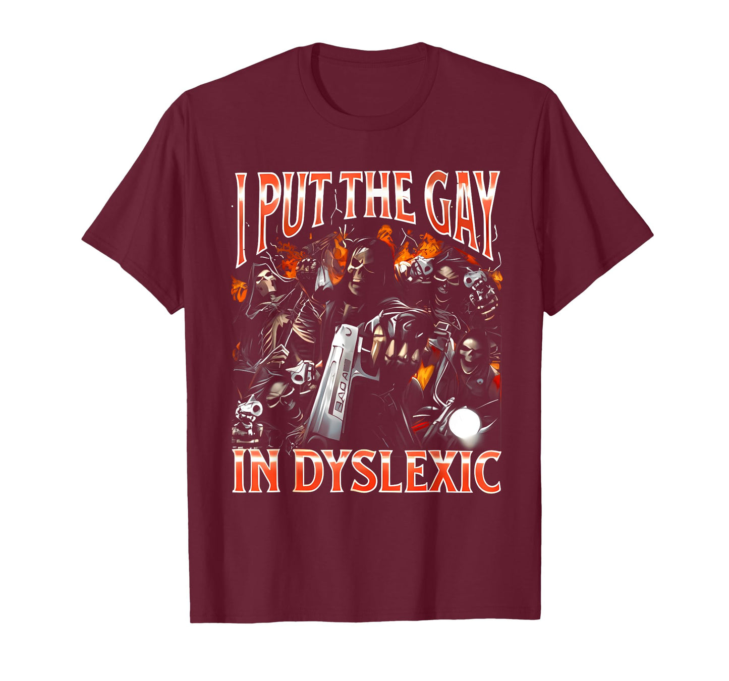 Retro I Put The Gay In Dyslexic Funny Hard Skeleton Bootleg T-Shirt