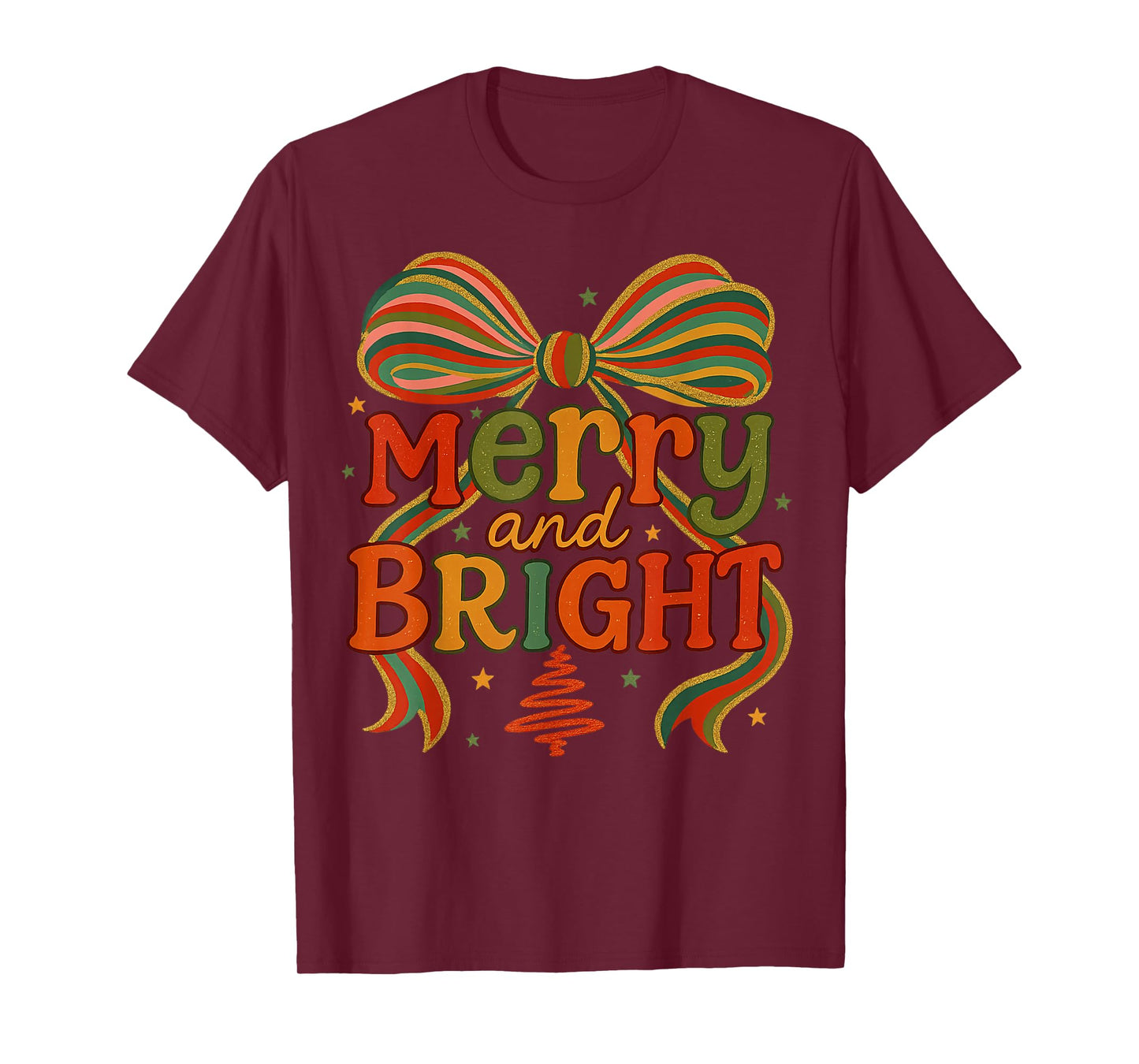 Merry and Bright Christmas Crew 2025 Funny Family Matching T-Shirt