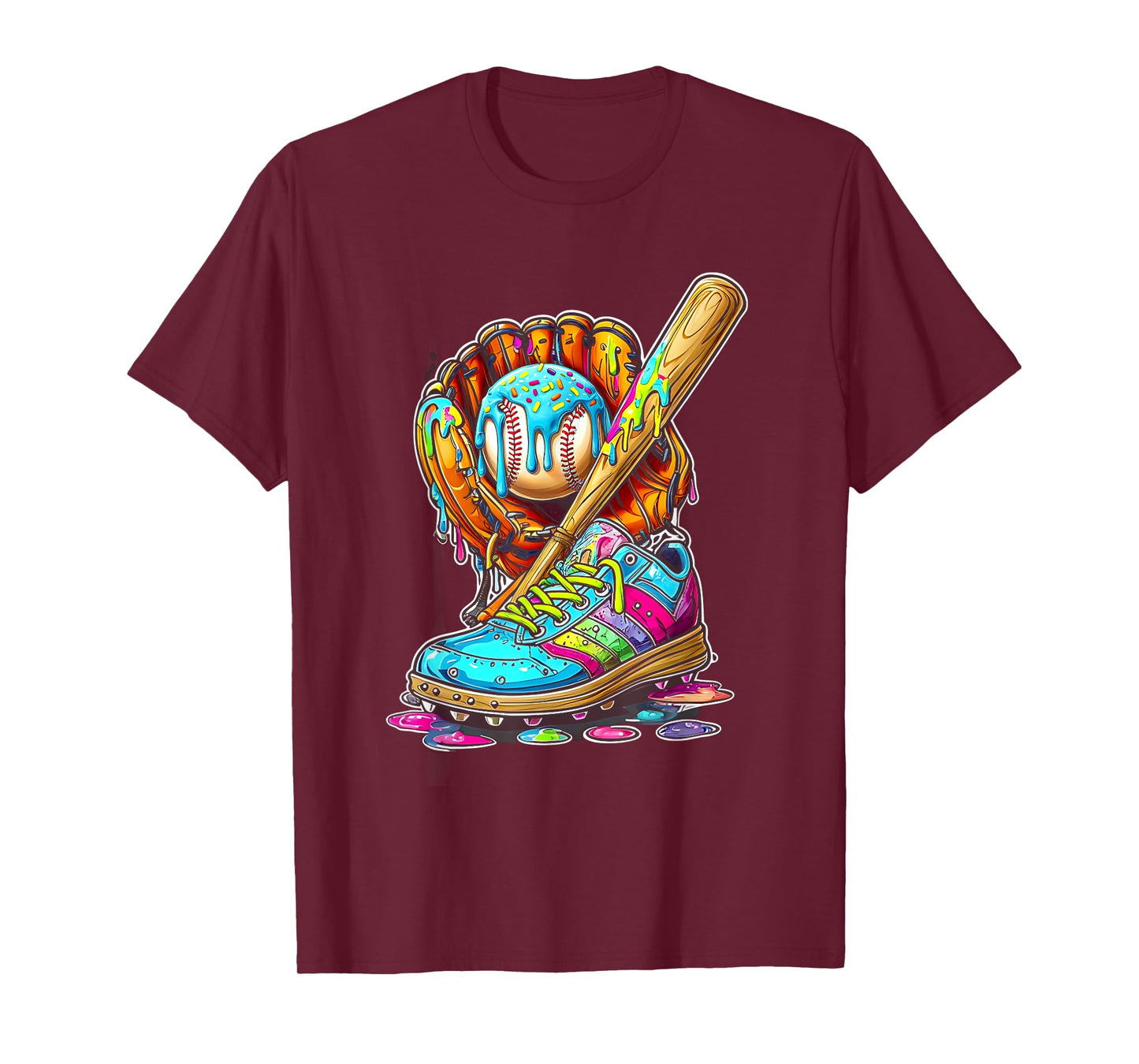 Ice Cream Drip Baseball Stuff Softball Drip Glove Bat Shoe T-Shirt