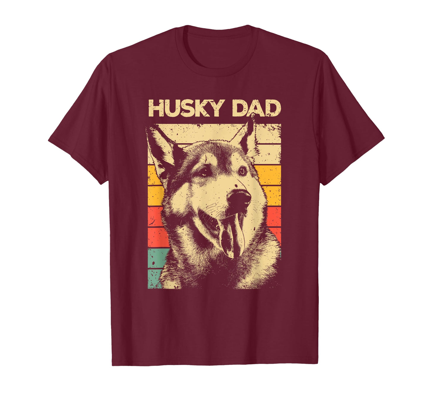 Husky Dad Art For Father Men Husky Lover Siberian Husky Dog T-Shirt