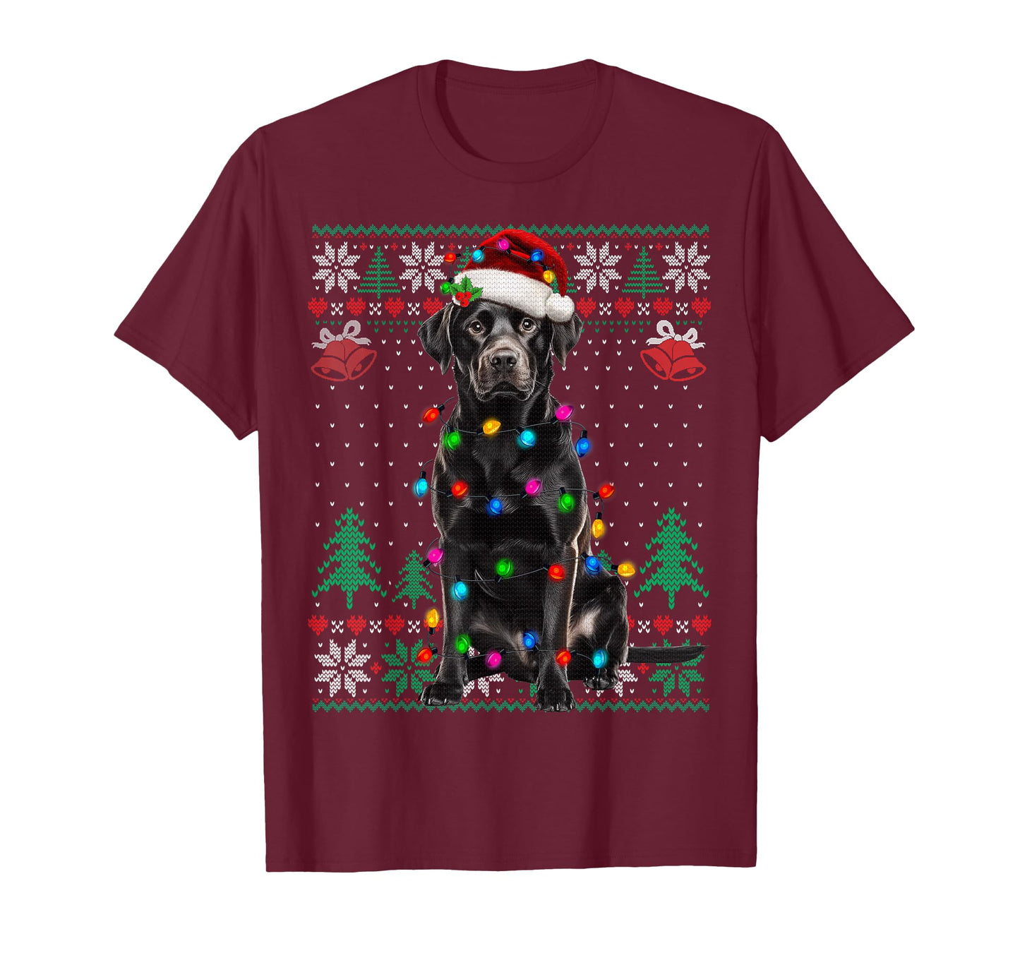 Black Lab Labrador Christmas Santa Hat Dog Ugly Sweater T-Shirt