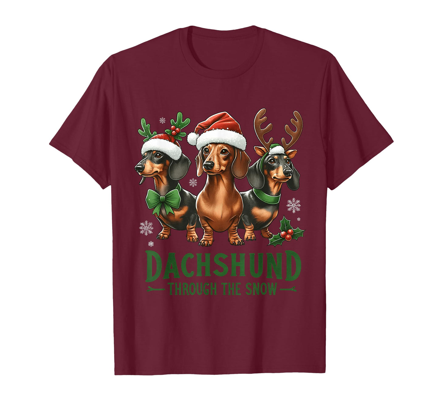 Dachshund Xmas Through the Snow Naughty List Dachshund T-Shirt