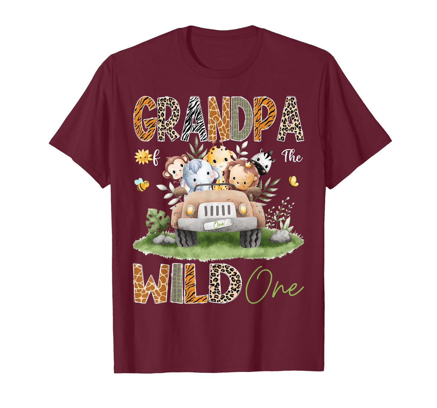 Grandpa of the Wild One 1St Birthday Safari Animals Truck T-Shirt