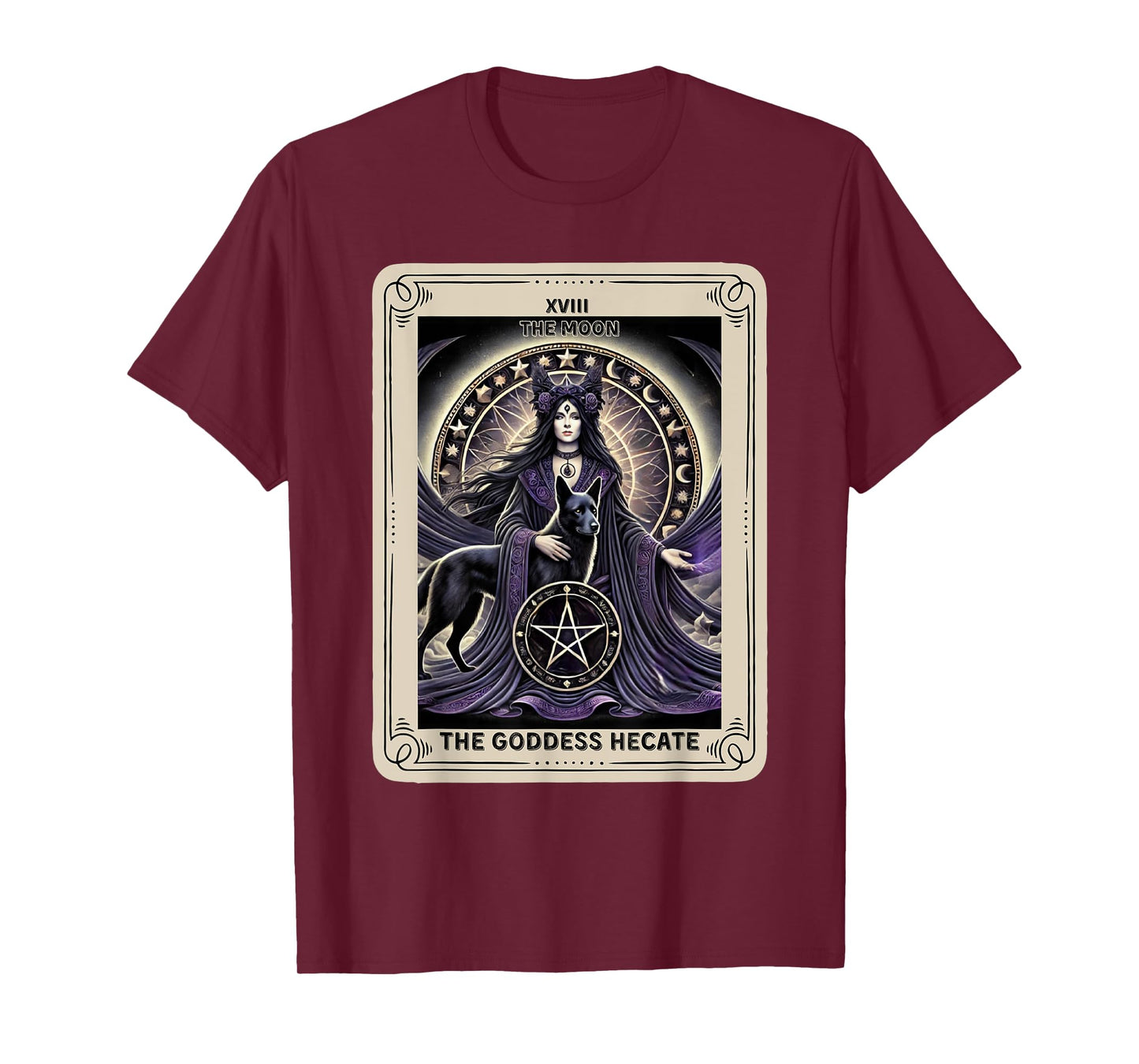 Tarot Card XVIII The Moon Goddess Hecate Pentacle T-Shirt