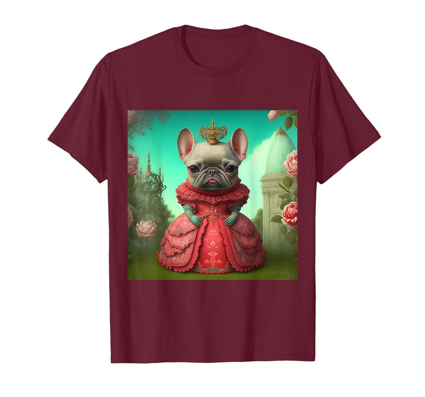 Beautiful Princess Frenchie French bulldog dog in pink dress Men Women T-Shirt