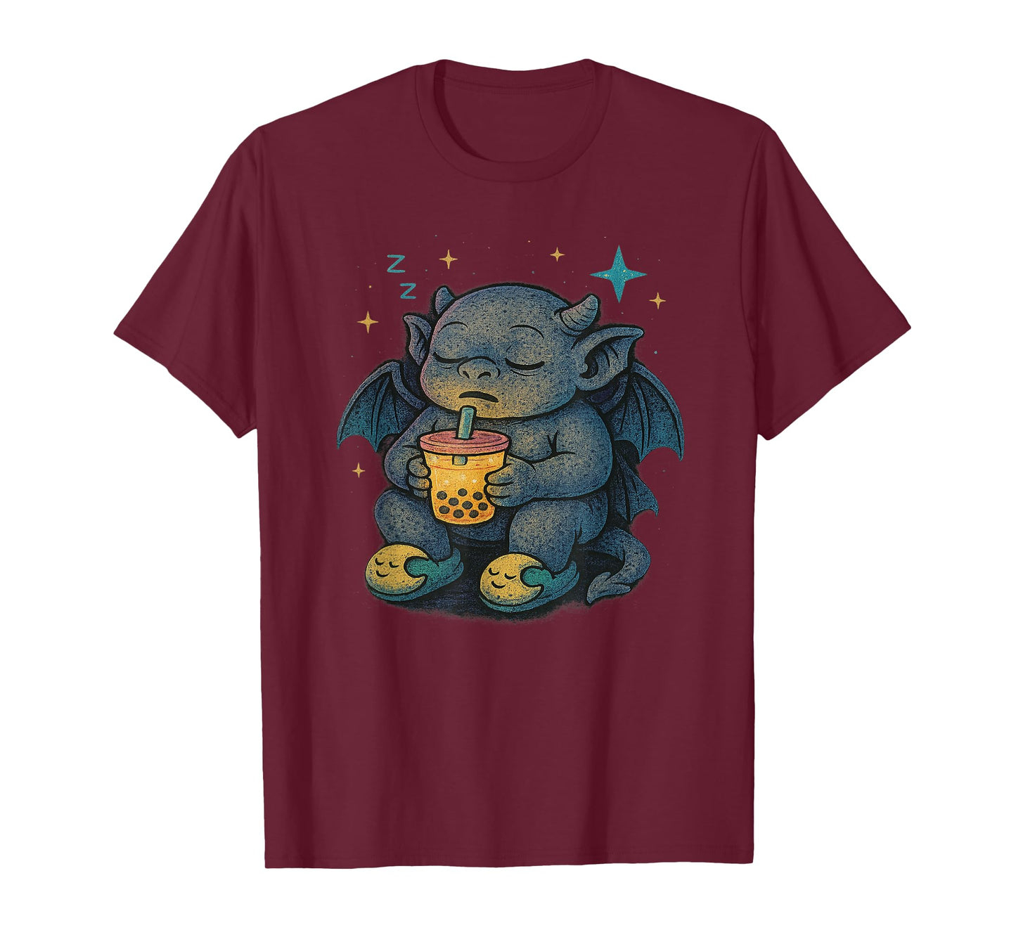 Sleeping Kawaii Baby Gargoyle with Boba Bubble Tea T-Shirt