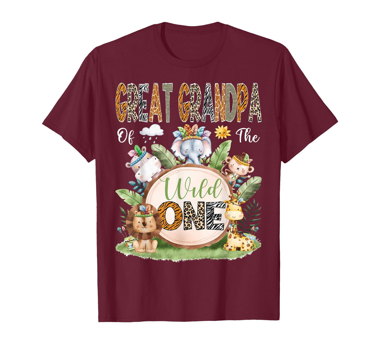 Great Grandpa Of The Wild One Safari Tribal Animal 1St Bday T-Shirt