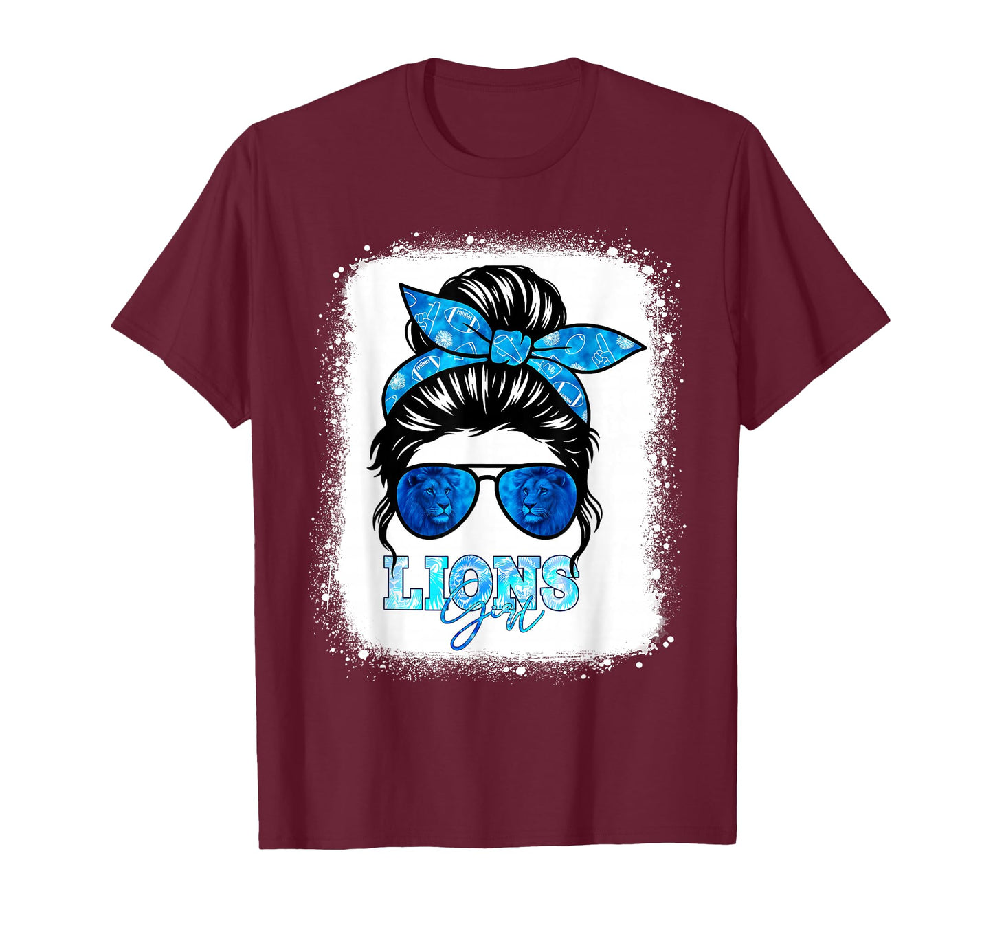 Lions Retro Messy Bun Blue Coquette T-Shirt
