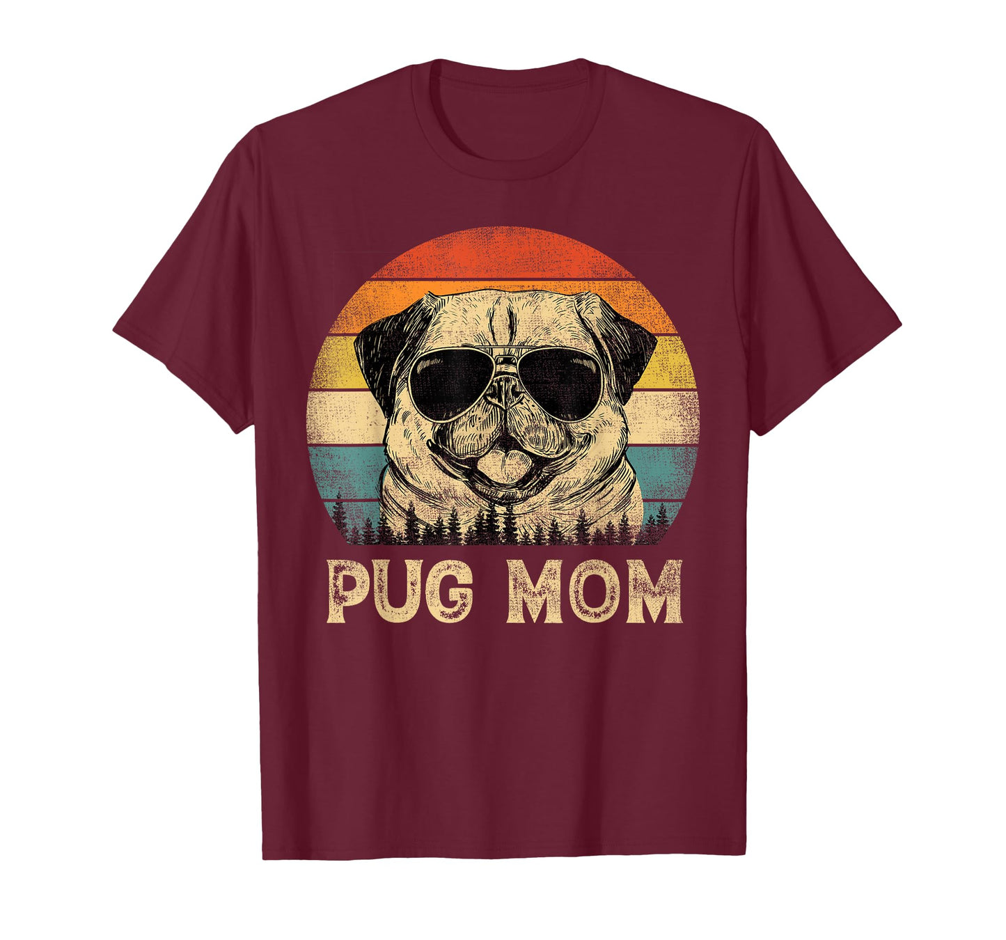 Vintage Pug Mom Dog Lovers Mother's Day Men Women T-Shirt