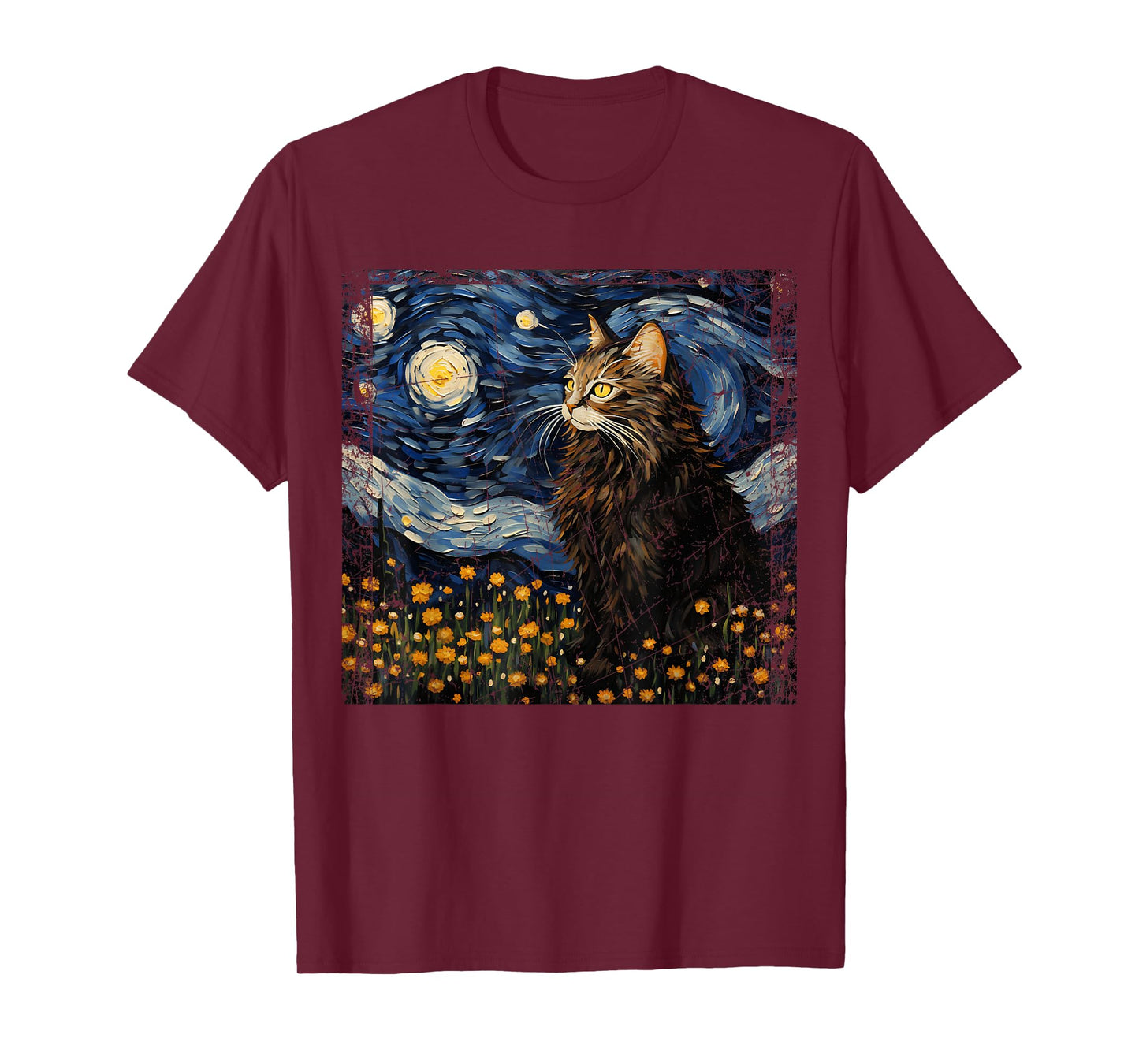 Starry Night Norwegian Forest For Cat Mom Cat Dad Funny Cat T-Shirt for Men Women Kids