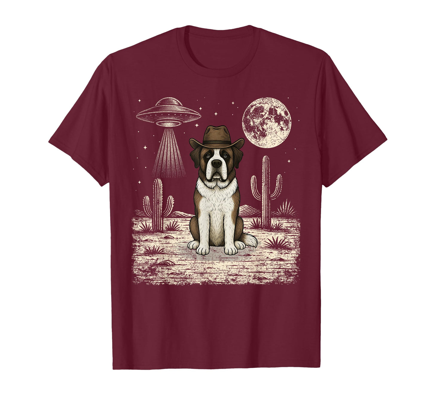 Funny Saint Bernard Cowboy Western Dog UFO T-Shirt