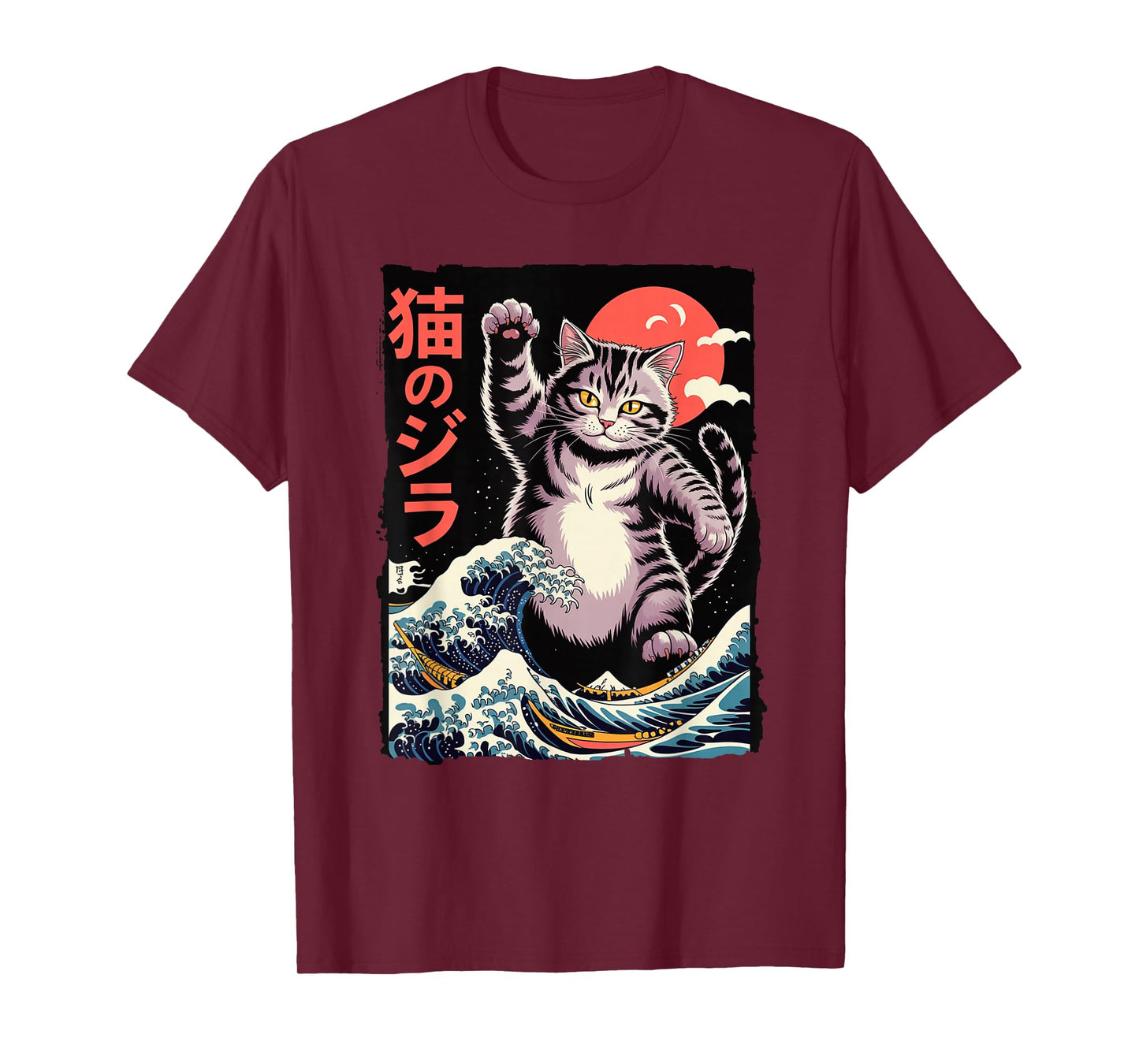 Catzilla Giant Cat Kaiju - Japanese Wave Graphic T-Shirt