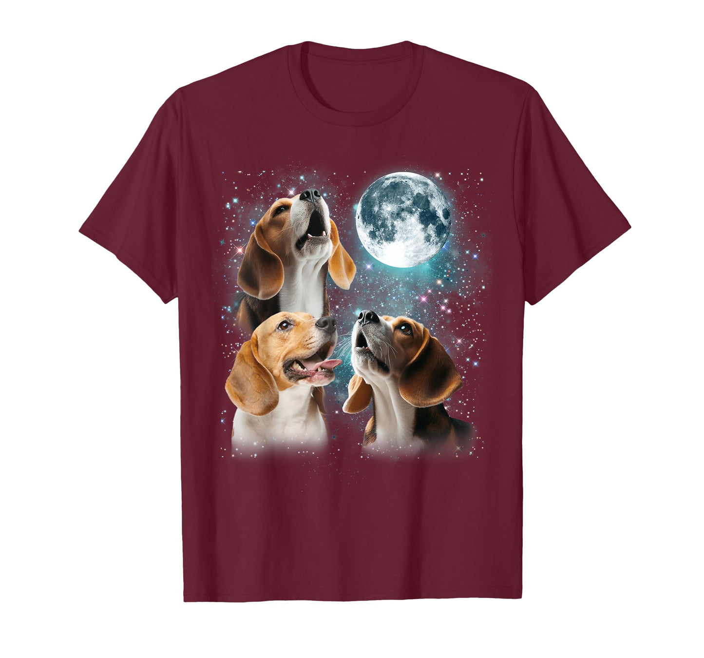 3 Beagle Moon Howling Beagle Head Funny Gifts For Men Women T-Shirt