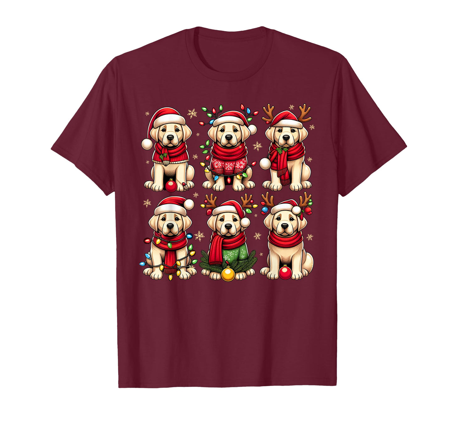 Cute Labrador Santa Christmas Lights Funny Xmas Animal Lover T-Shirt